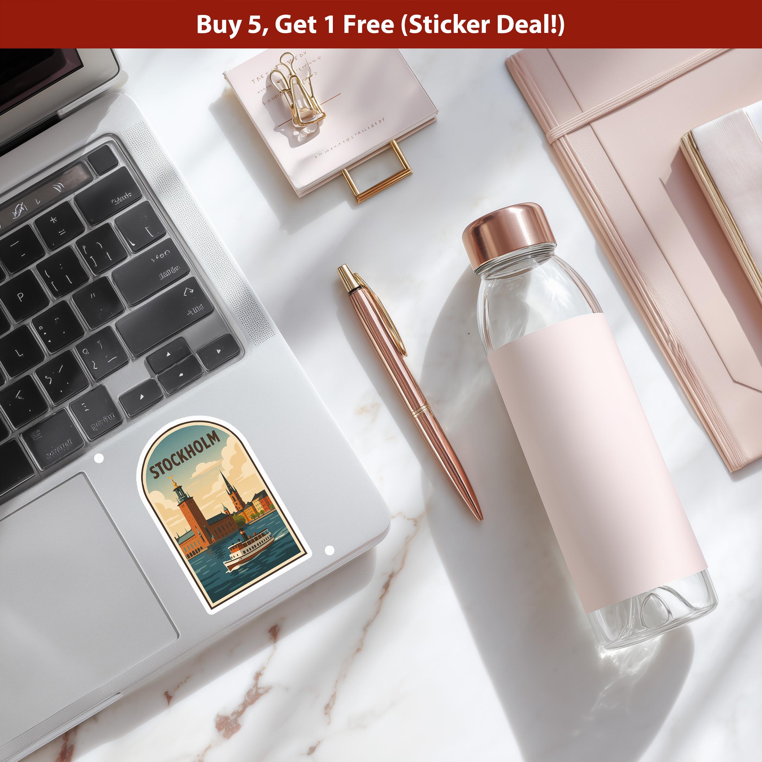 Stockholm Sweden Sticker, Vintage City Vinyl Decal, Retro Travel Lover Collection, Journal Scrapbook