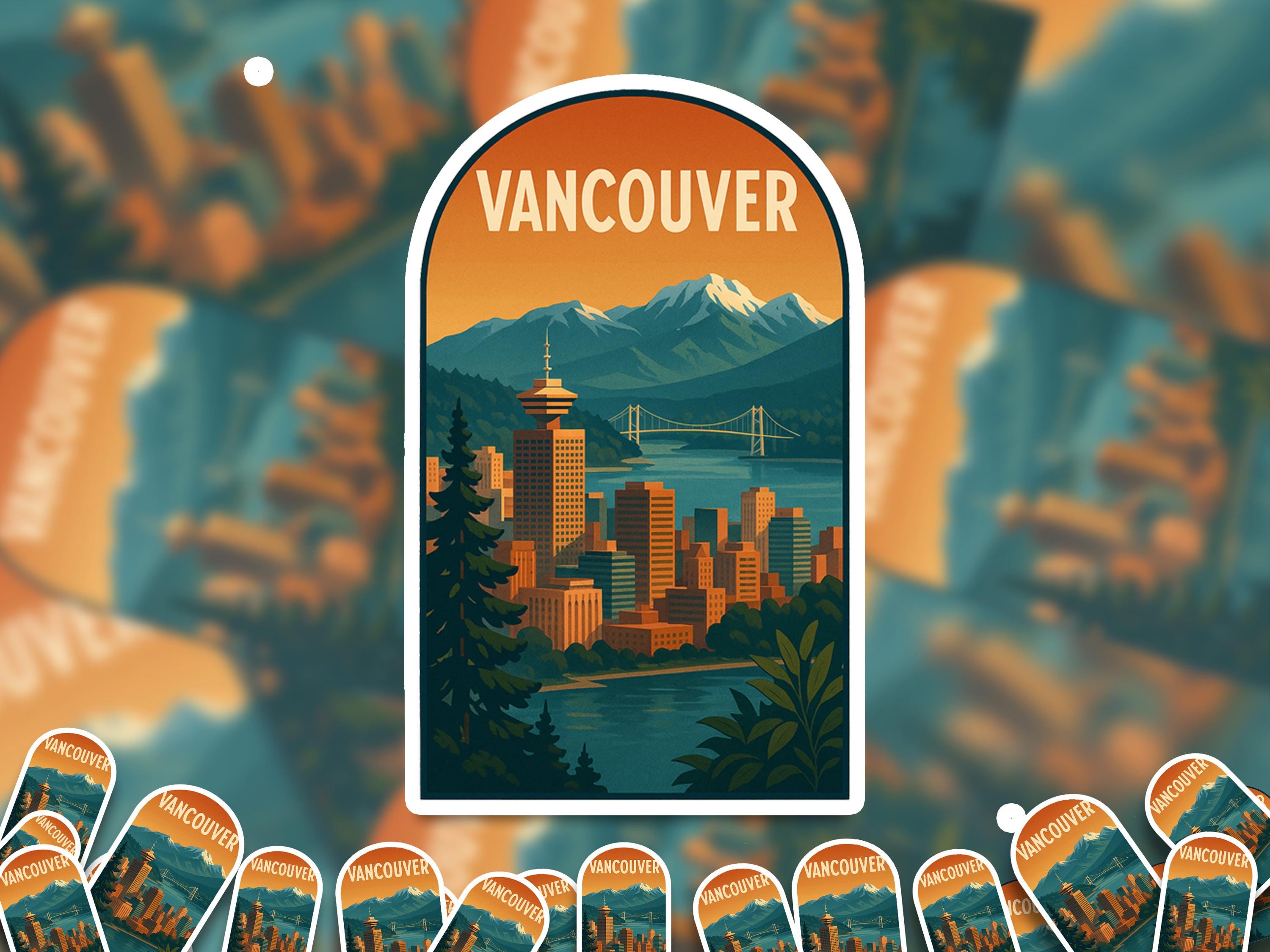 Vancouver Sticker, Vintage City Vinyl Decal, Retro Travel Lover Collection, Journal Scrapbook