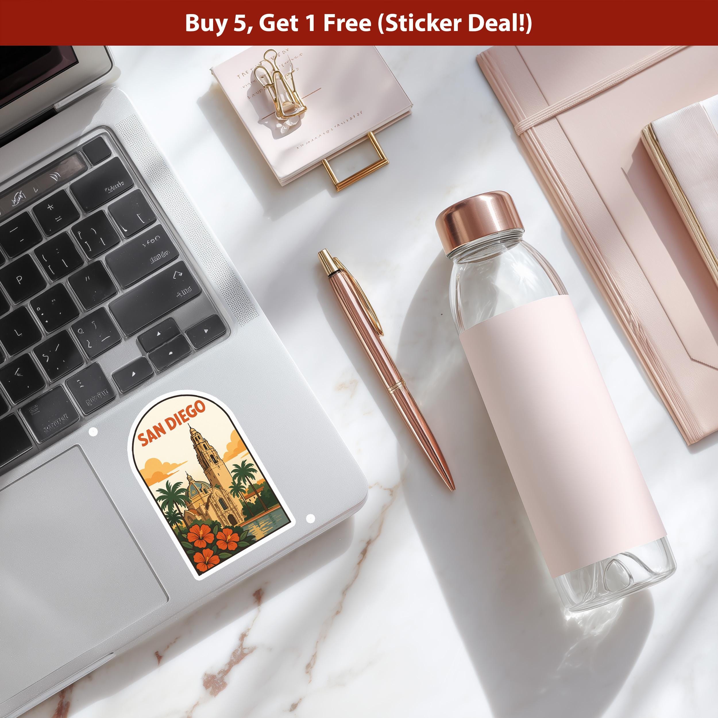 San Diego California Sticker, Vintage City Vinyl Decal, Retro Travel Lover Collection, Journal Scrapbook