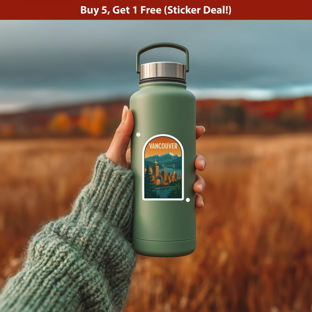 Vancouver Sticker, Vintage City Vinyl Decal, Retro Travel Lover Collection, Journal Scrapbook