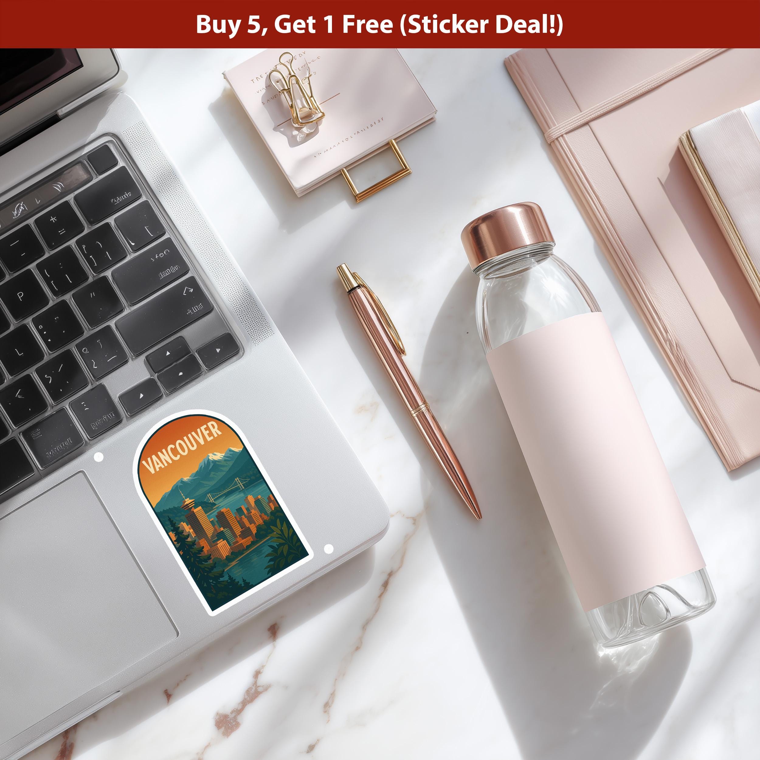 Vancouver Sticker, Vintage City Vinyl Decal, Retro Travel Lover Collection, Journal Scrapbook