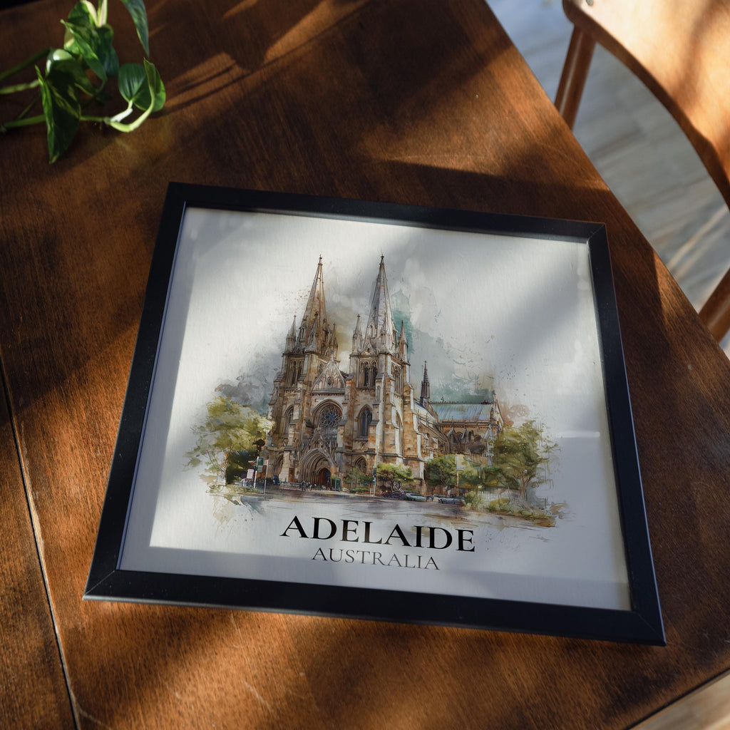 Adelaide Australia Watercolor Wall Art Print, Custom Travel Poster, World Locations Keepsake Gift