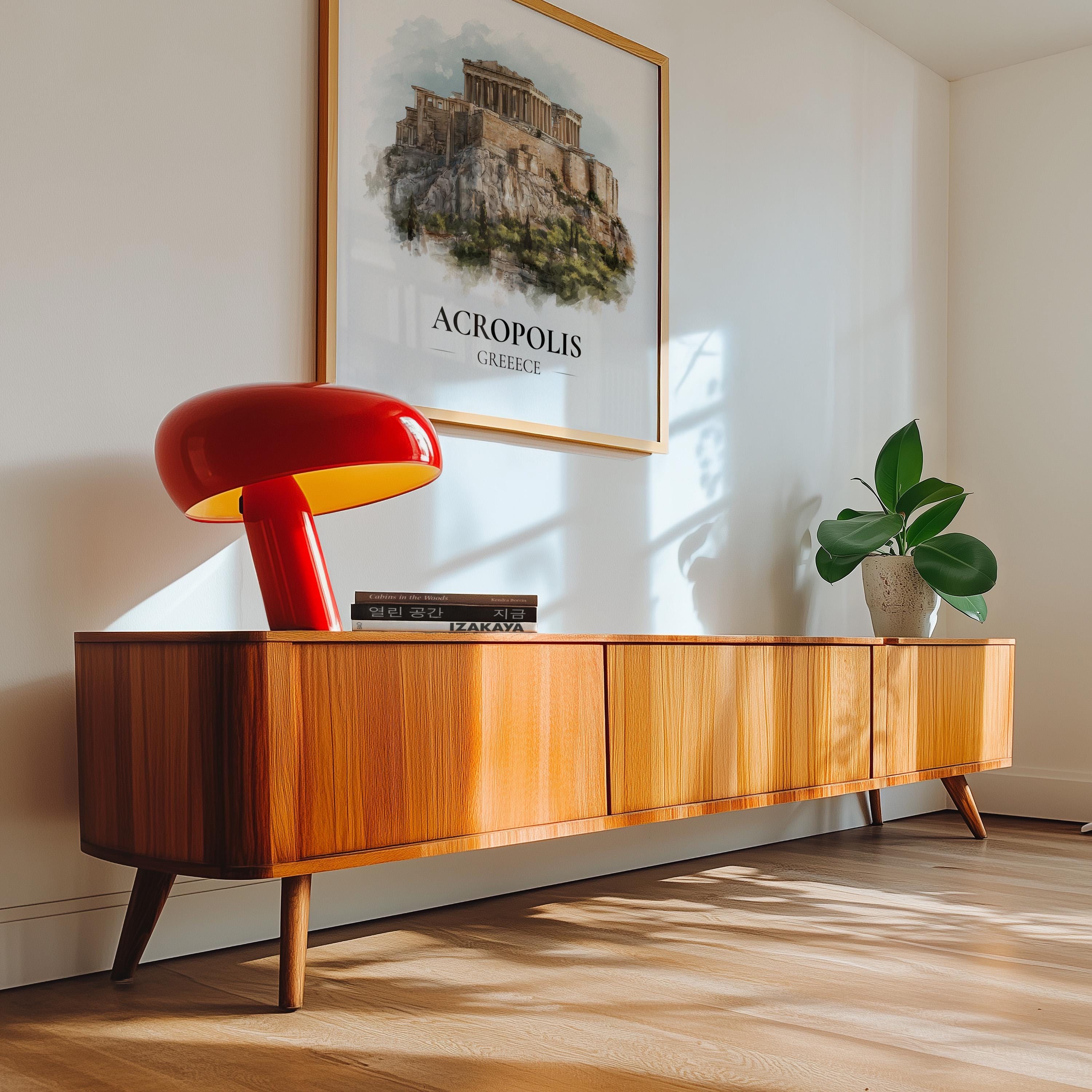 Acropolis Greece Watercolor Wall Art Print, Custom Travel Poster, World Locations Keepsake Gift