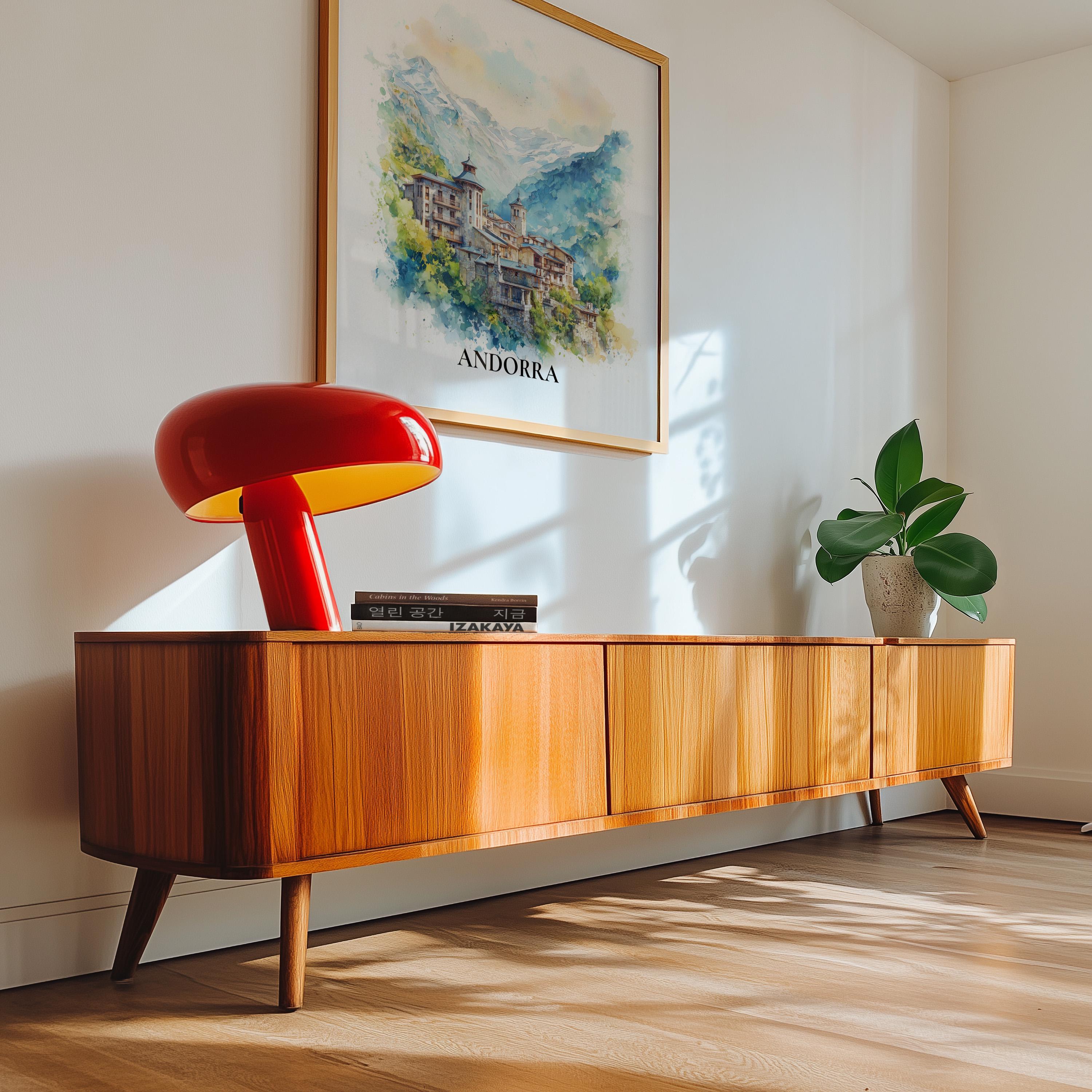 Andorra la Vella Andorra Watercolor Wall Art Print, Custom Travel Poster, World Locations Keepsake Gift