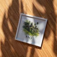 Bali Indonesia Watercolor Wall Art Print, Custom Travel Poster, World Locations Keepsake Gift