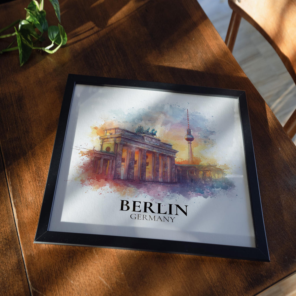 Berlin Germany Watercolor Wall Art Print, Custom Travel Poster, World Locations Keepsake Gift