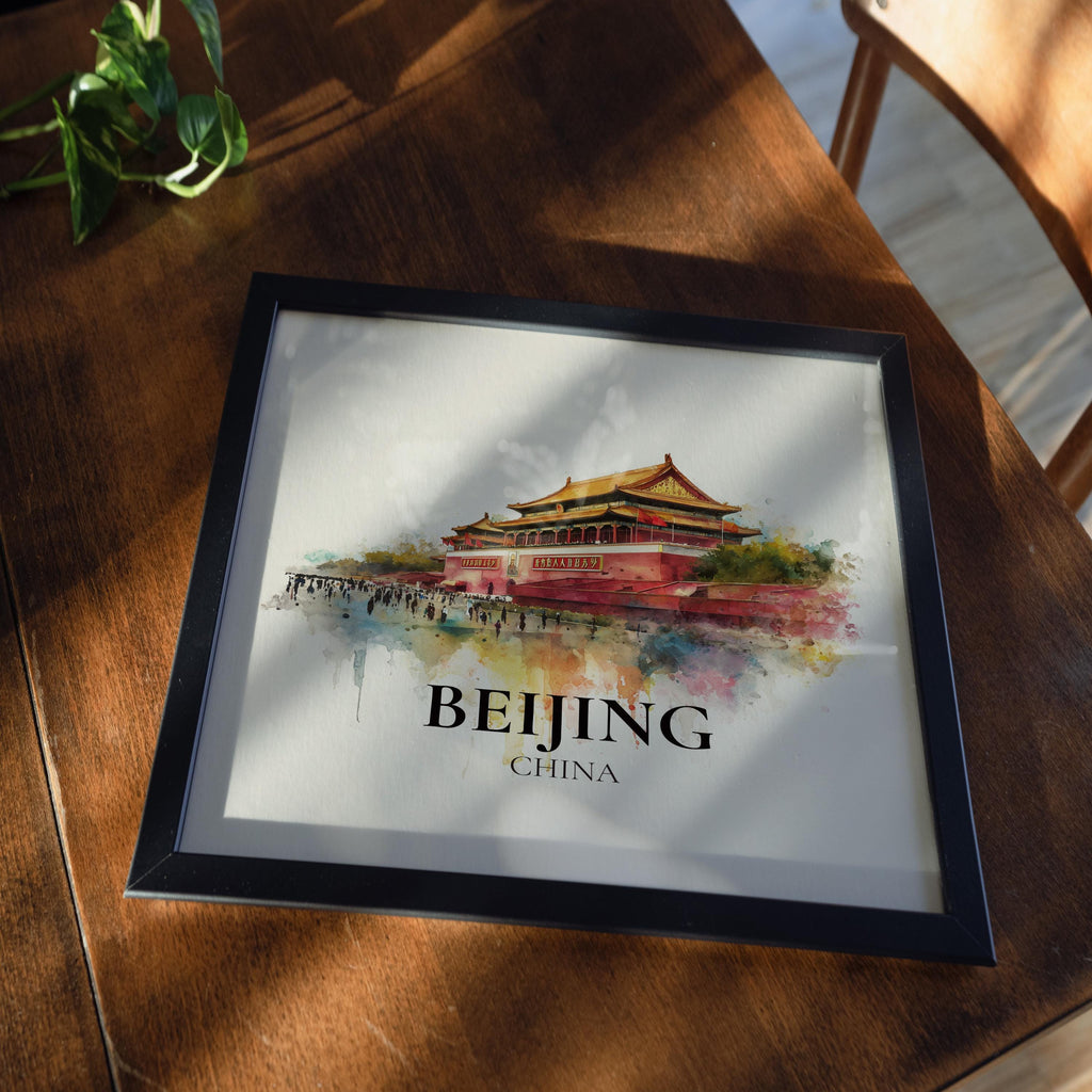 Beijing China Watercolor Wall Art Print, Custom Travel Poster, World Locations Keepsake Gift