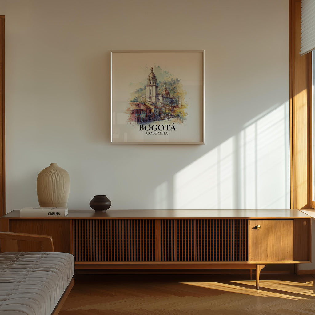 Bogota Colombia Watercolor Wall Art Print, Custom Travel Poster, World Locations Keepsake Gift