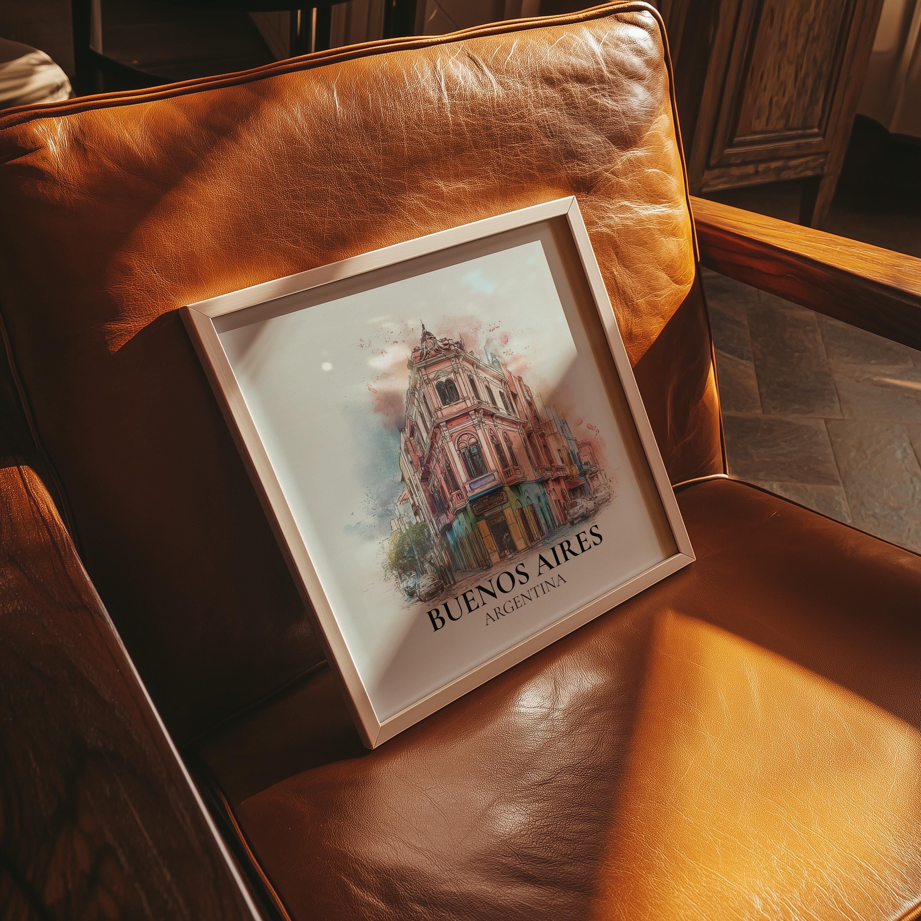 Buenos Aires Argentina Watercolor Wall Art Print, Custom Travel Poster, World Locations Keepsake Gift