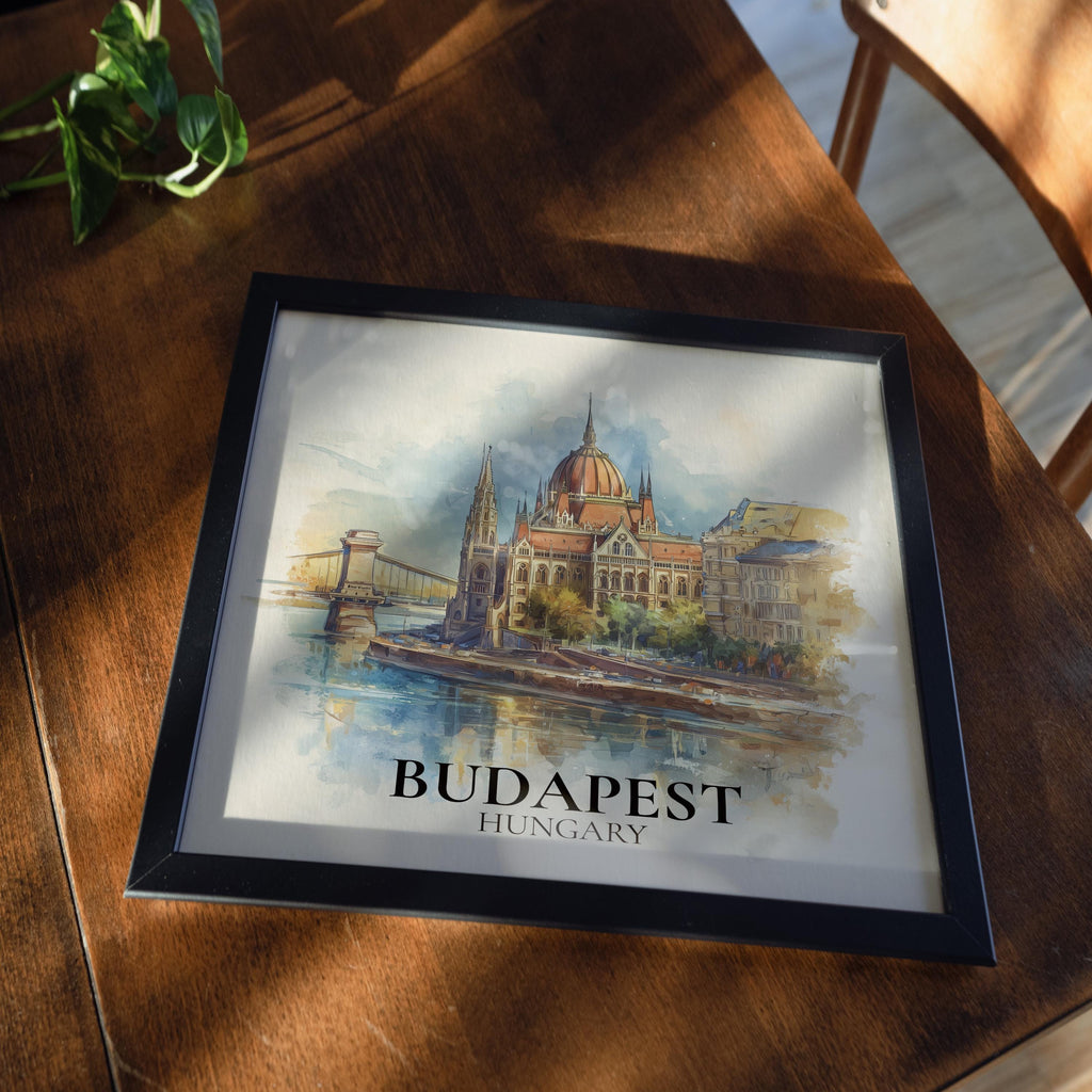 Budapest Hungary Watercolor Wall Art Print, Custom Travel Poster, World Locations Keepsake Gift