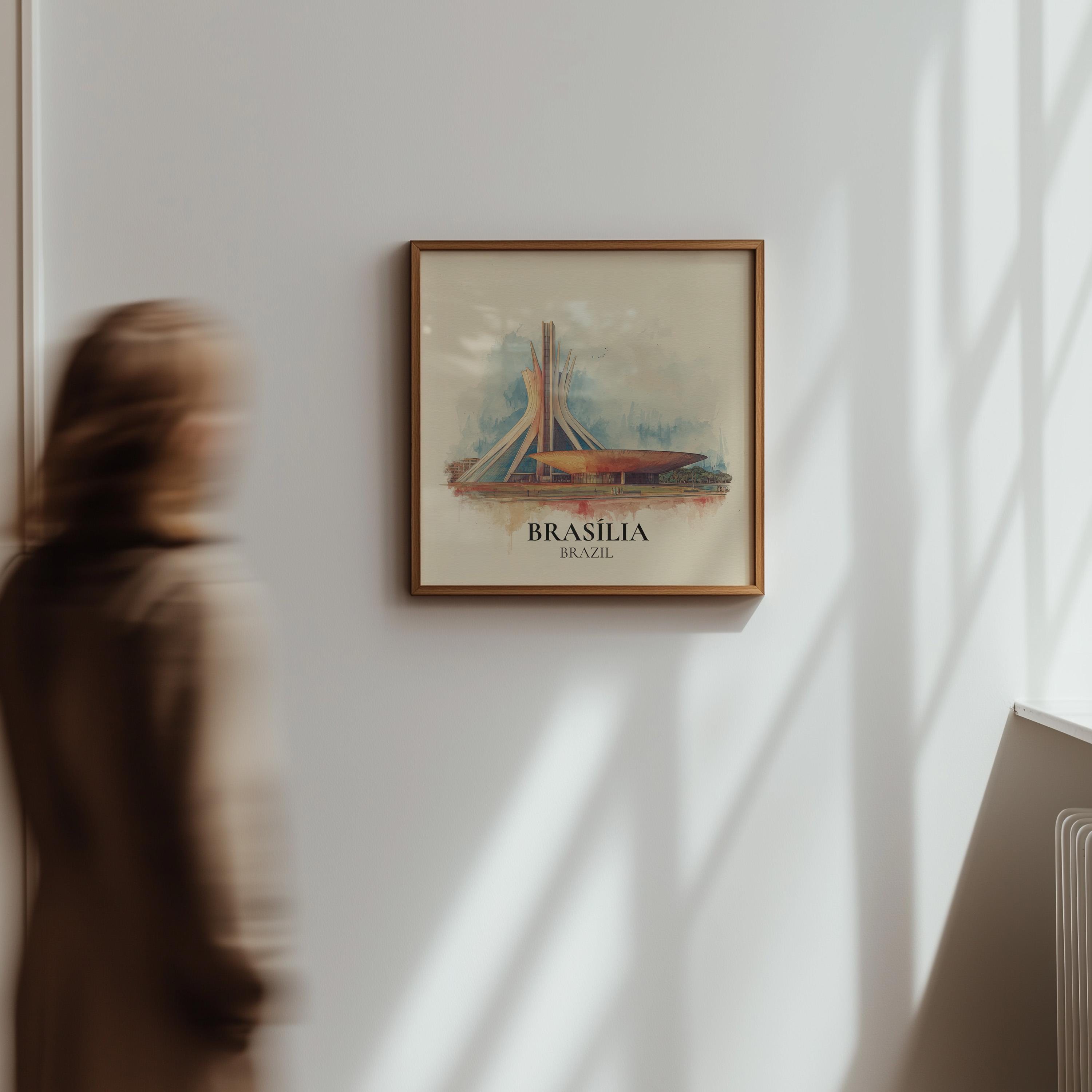 Brasilia Brazil Watercolor Wall Art Print, Custom Travel Poster, World Locations Keepsake Gift