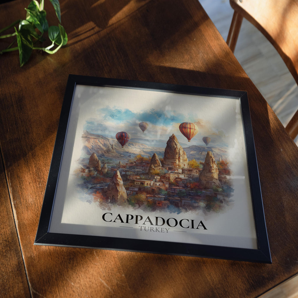 Cappadocia Poster, Turkey Watercolor Wall Art Print, Custom Travel World Locations Keepsake Gift