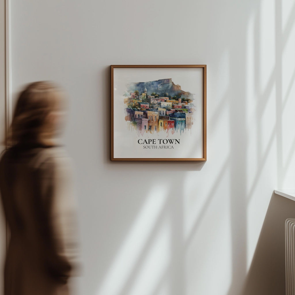 Cape Town South Africa Watercolor Wall Art Print, Custom Travel Poster, World Locations Keepsake Gift