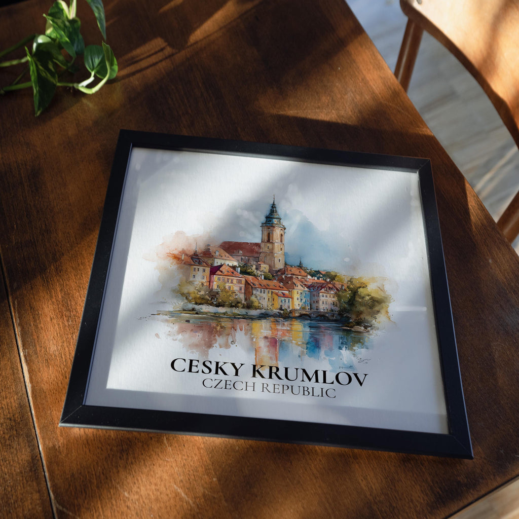 Cesky Krumlov Czech Republic Watercolor Wall Art Print, Custom Travel Poster, World Locations Keepsake Gift