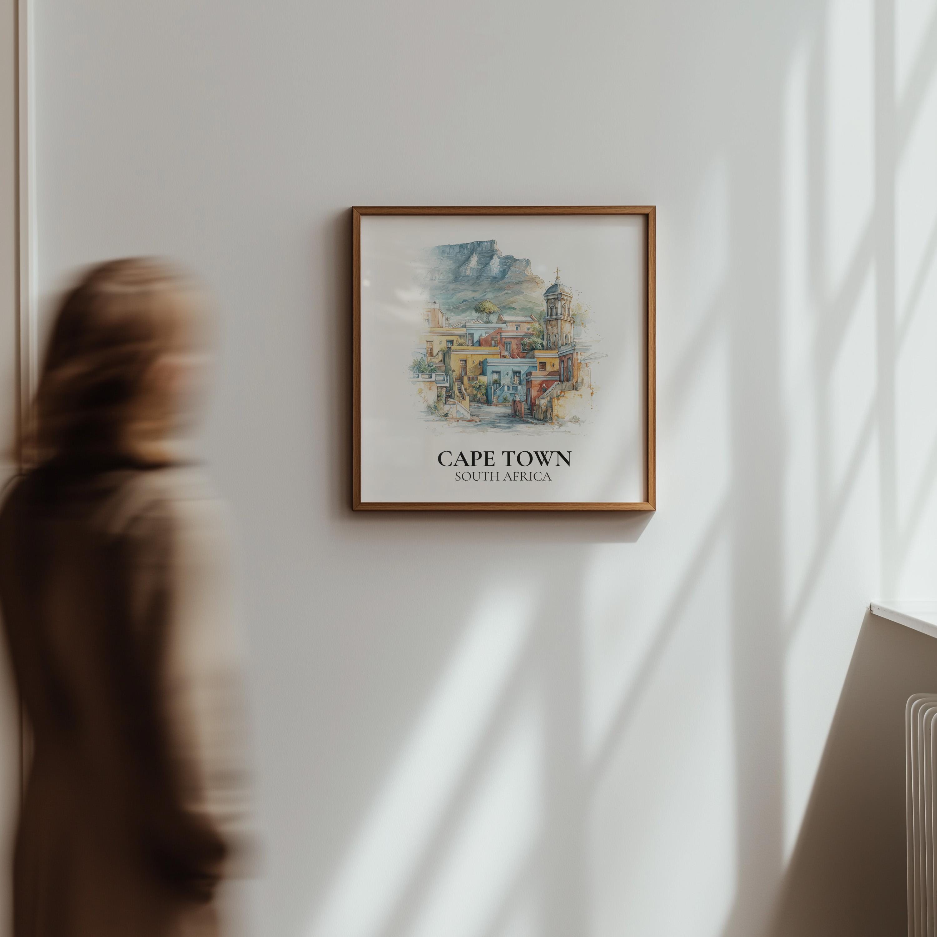 Cape Town Poster South Africa Watercolor Wall Art Print, Custom Travel, World Locations Keepsake Gift