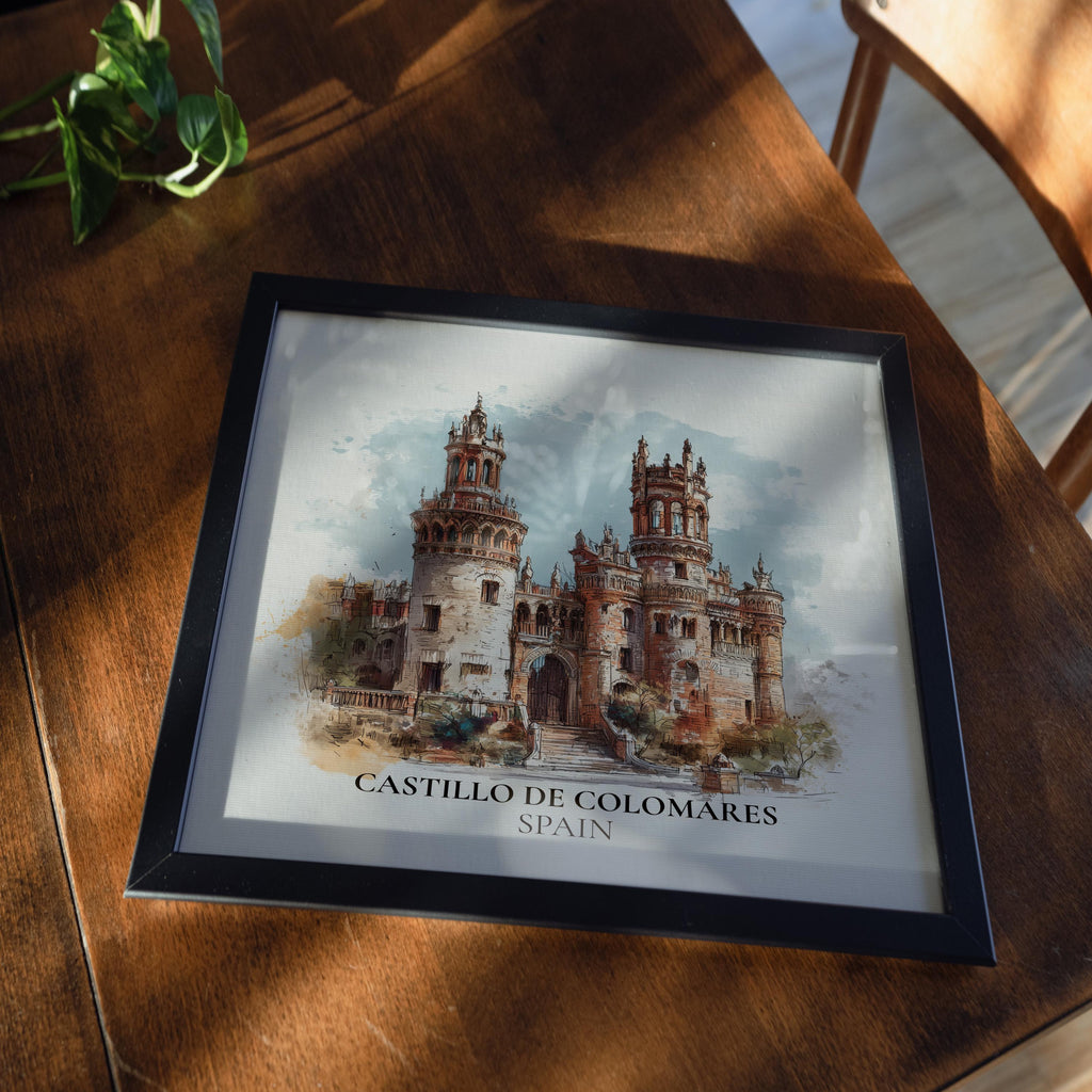 Castillo de Colomares Spain Watercolor Wall Art Print, Custom Travel Poster, World Locations Keepsake Gift