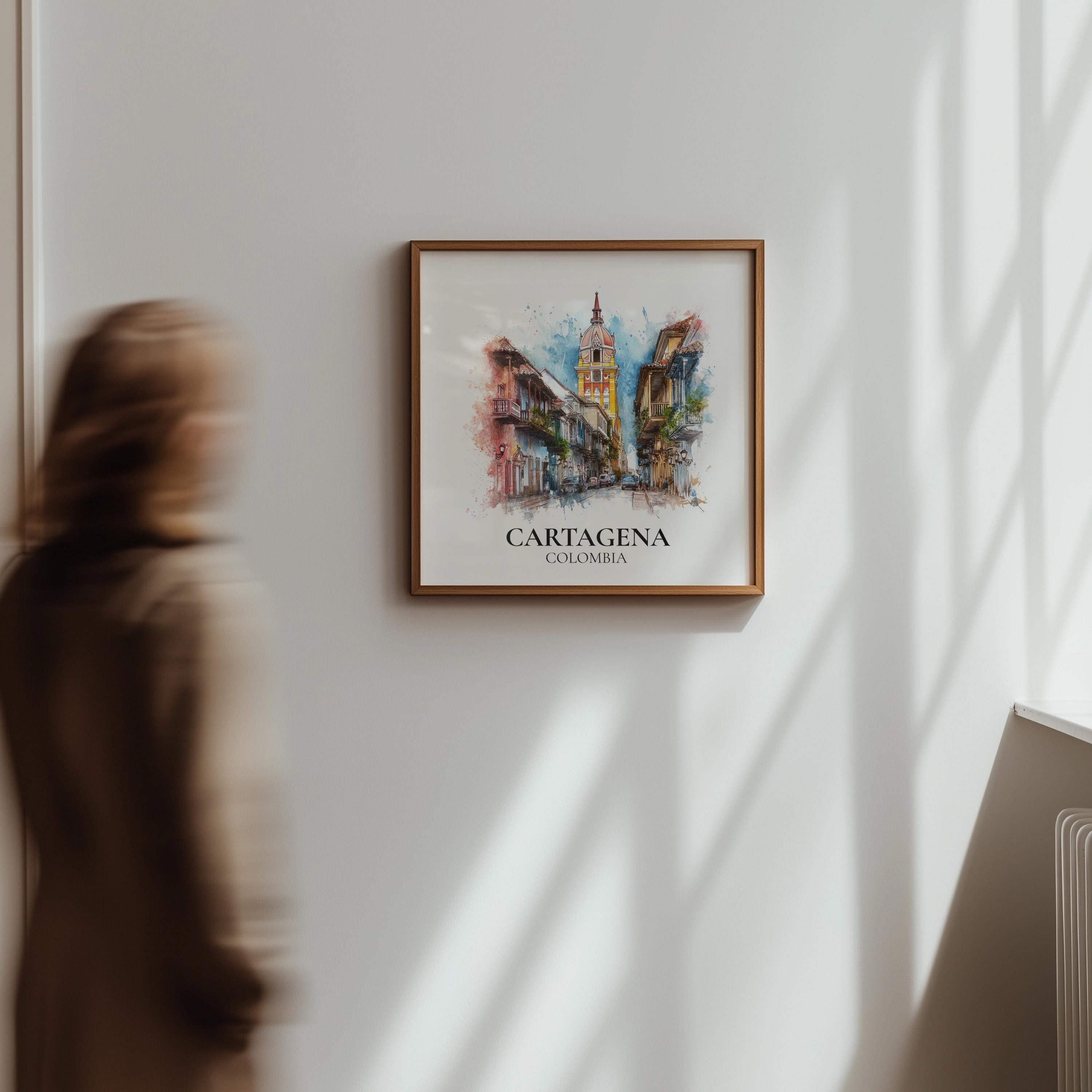 Cartagena Colombia Watercolor Wall Art Print, Custom Travel Poster, World Locations Keepsake Gift