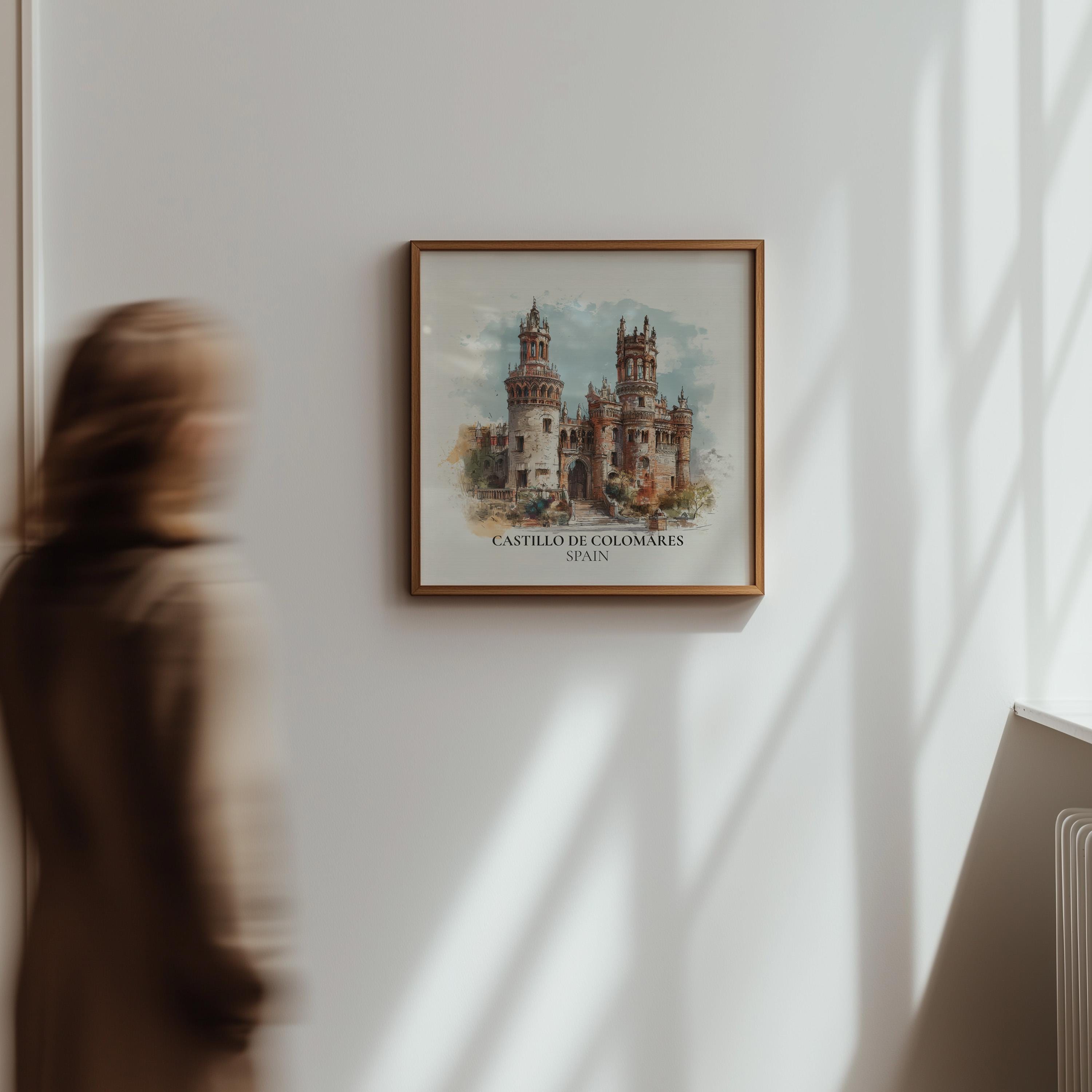 Castillo de Colomares Spain Watercolor Wall Art Print, Custom Travel Poster, World Locations Keepsake Gift