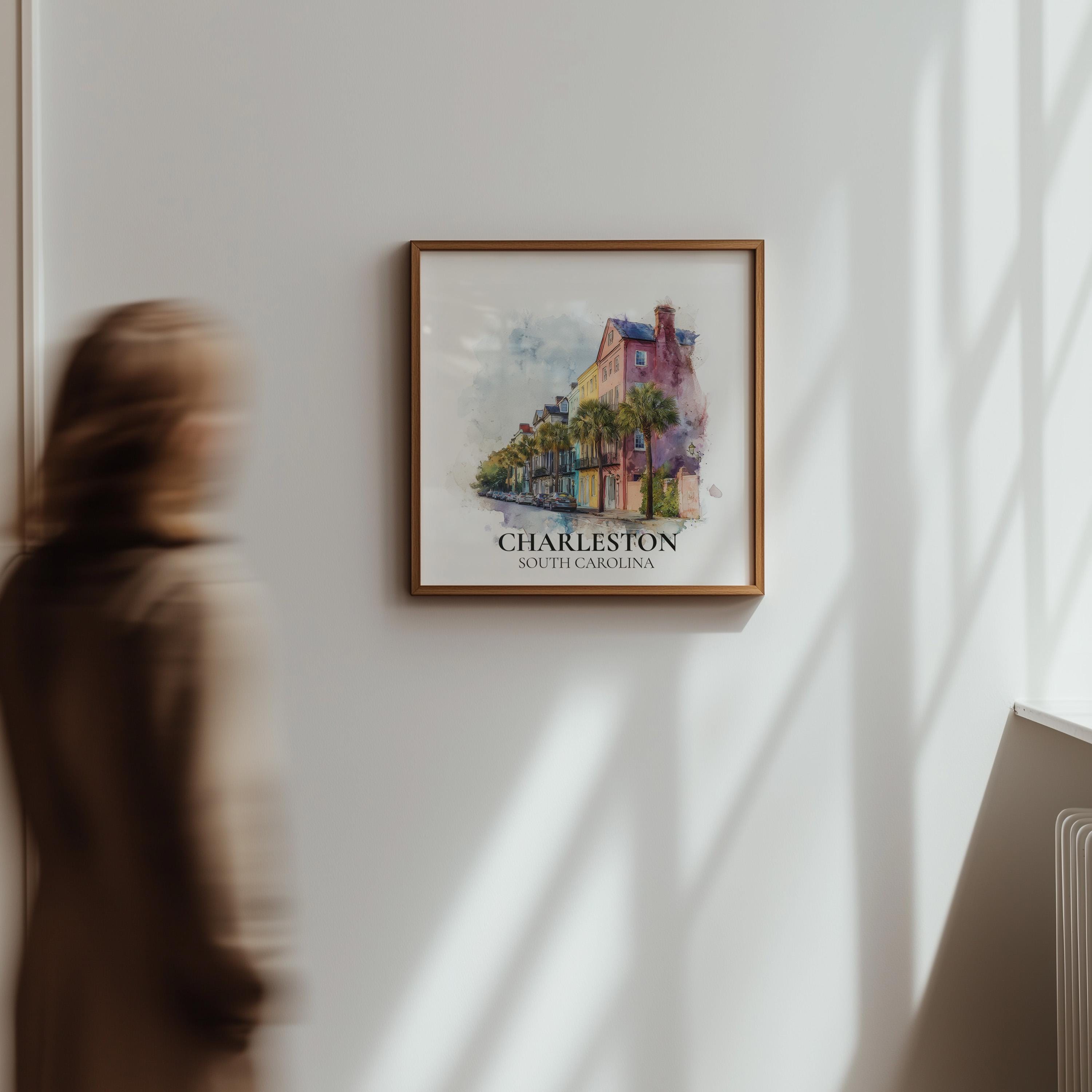 Charleston South Carolina Watercolor Wall Art Print, Custom Travel Poster, World Locations Keepsake Gift