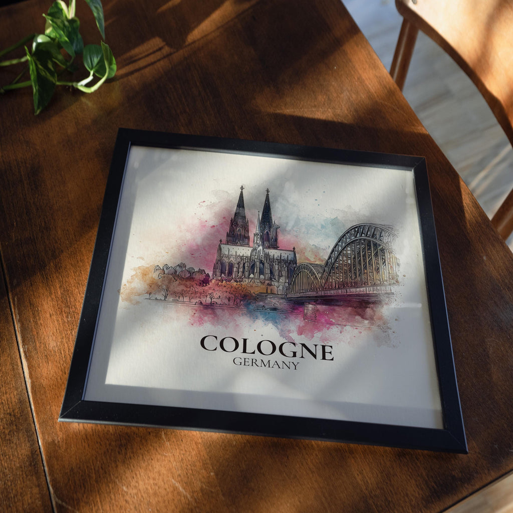 Cologne Germany Watercolor Wall Art Print, Custom Travel Poster, World Locations Keepsake Gift