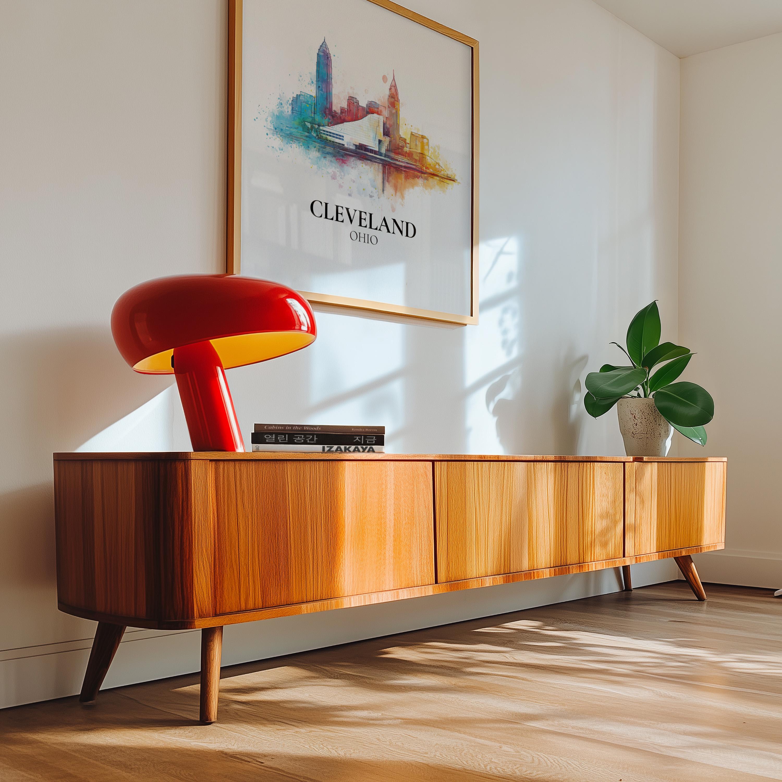 Cleveland Ohio Watercolor Wall Art Print, Custom Travel Poster, World Locations Keepsake Gift