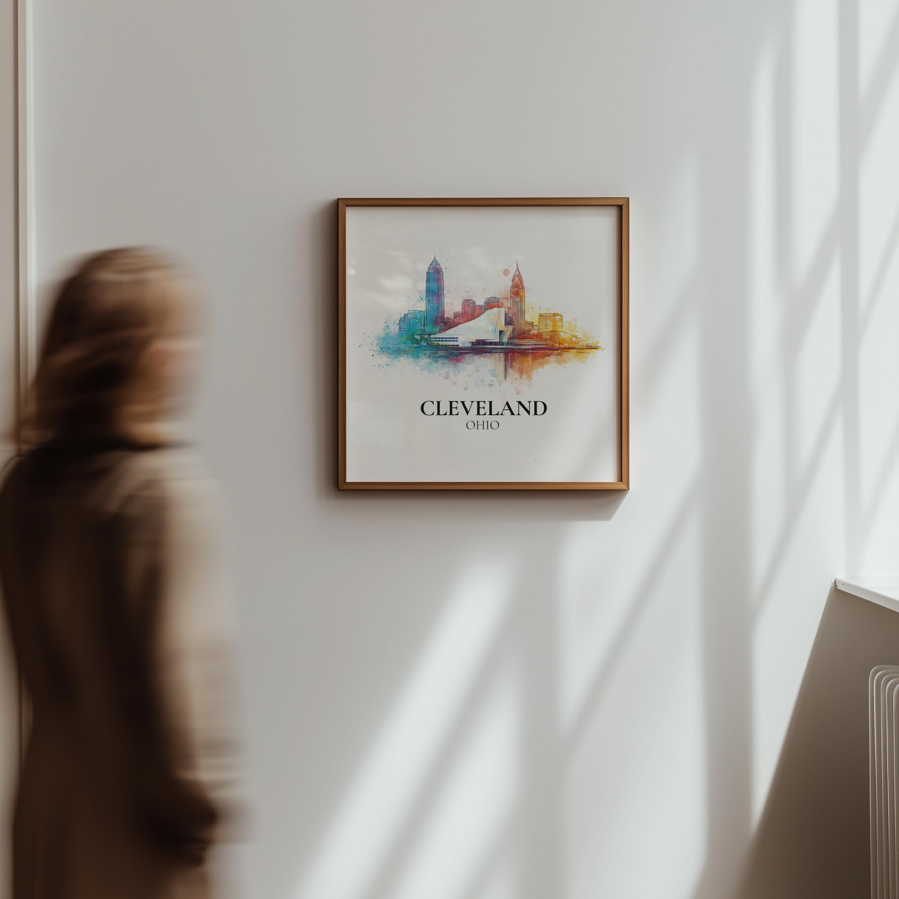 Cleveland Ohio Watercolor Wall Art Print, Custom Travel Poster, World Locations Keepsake Gift