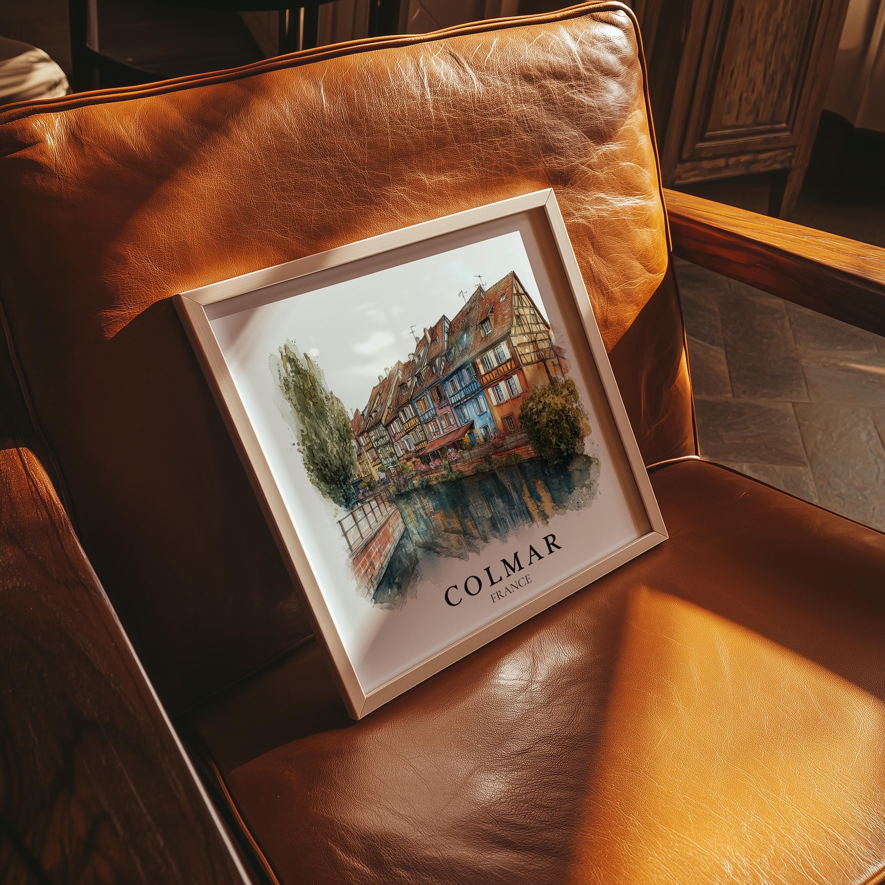 Colmar France Watercolor Wall Art Print, Custom Travel Poster, World Locations Keepsake Gift