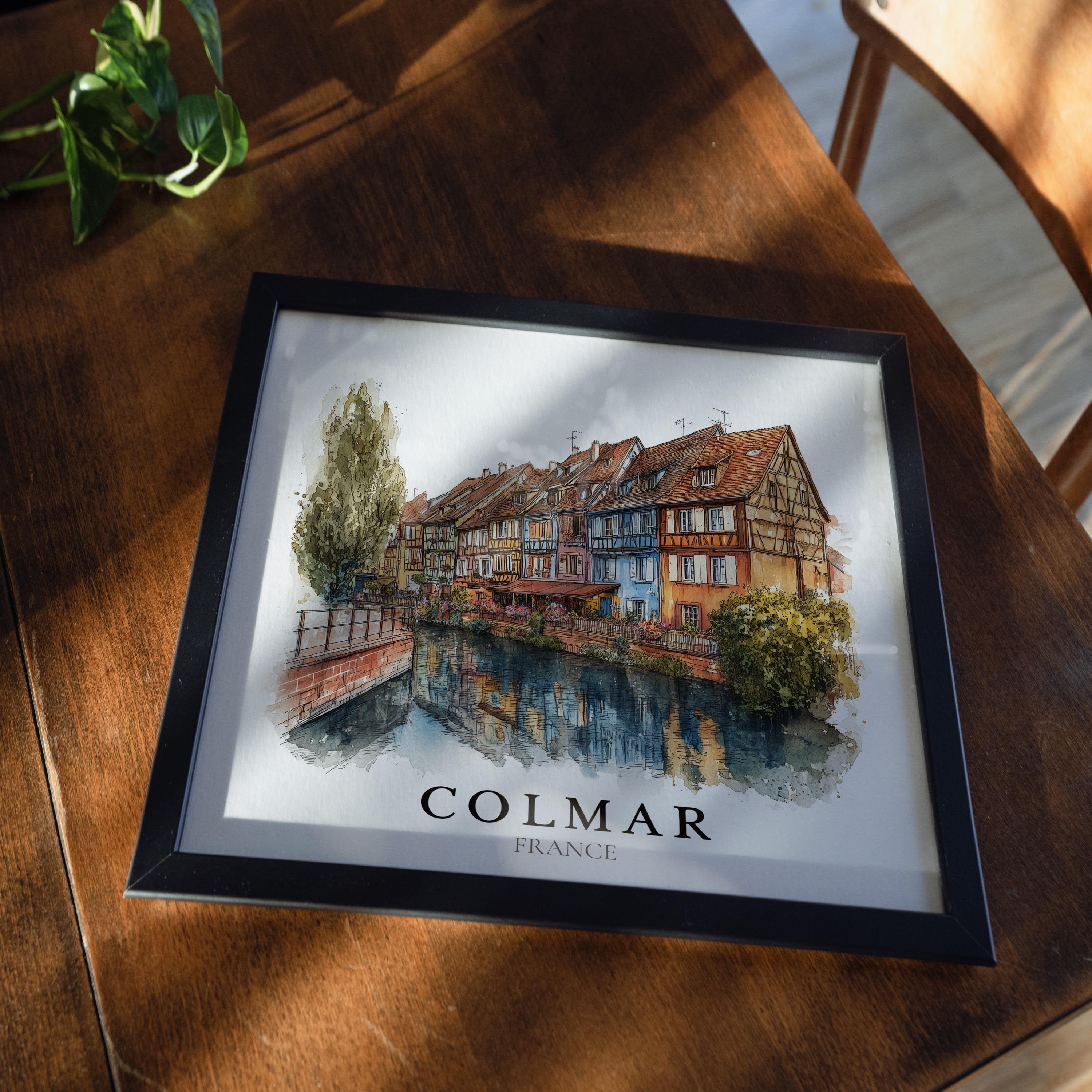 Colmar France Watercolor Wall Art Print, Custom Travel Poster, World Locations Keepsake Gift