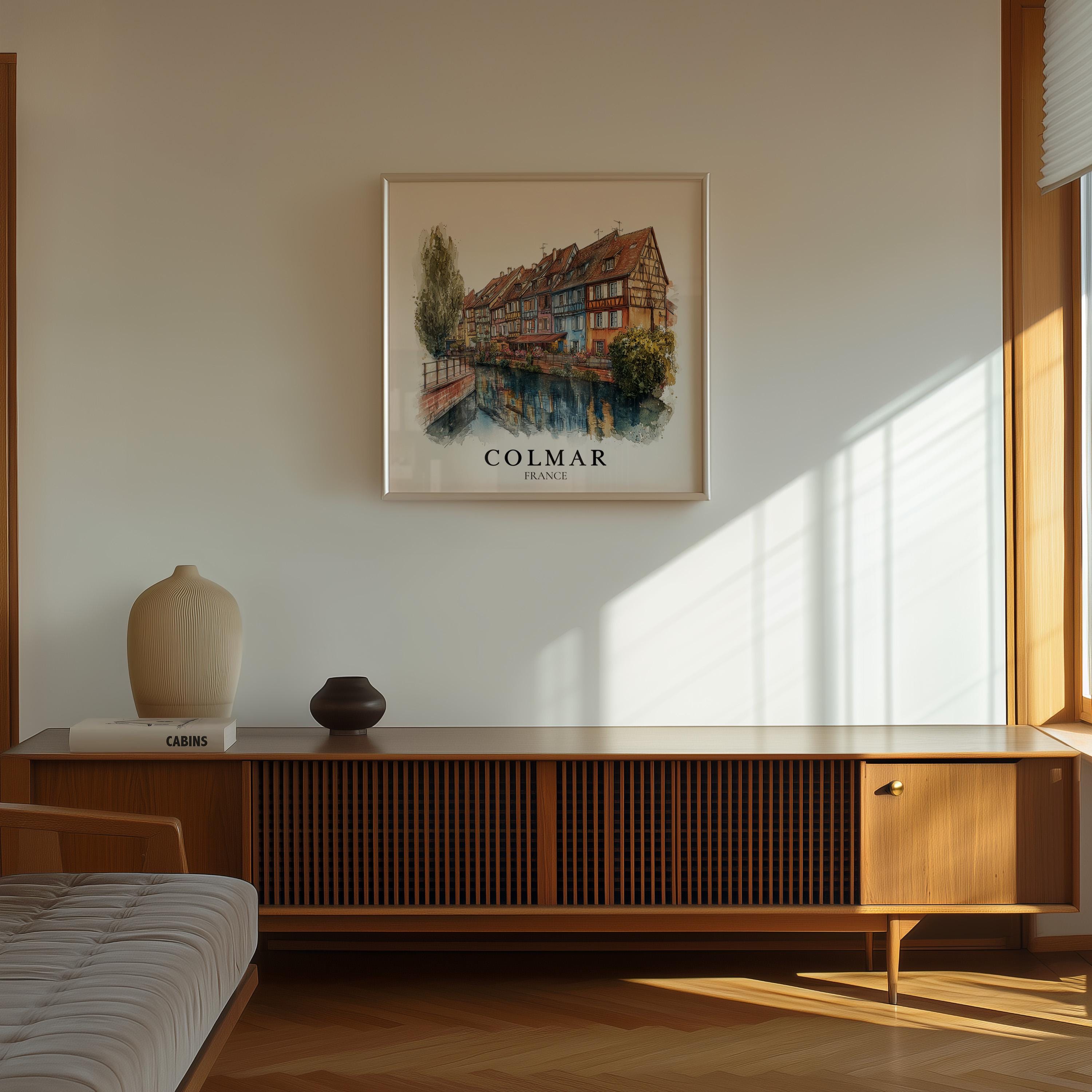 Colmar France Watercolor Wall Art Print, Custom Travel Poster, World Locations Keepsake Gift