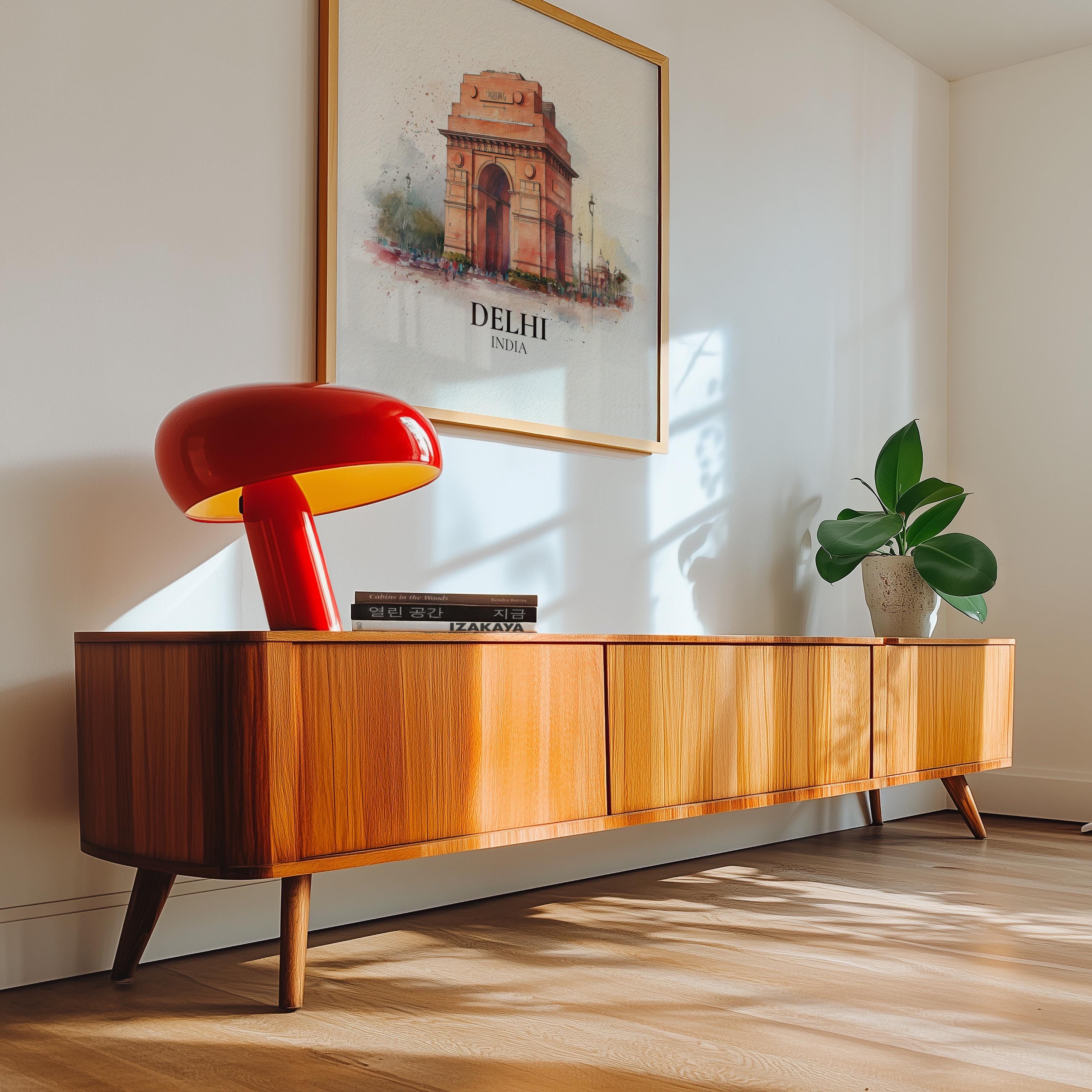 Delhi India Poster Watercolor Wall Art Print, Custom Travel World Locations Keepsake Gift