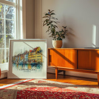 Copenhagen Denmark Watercolor Wall Art Print, Custom Travel Poster, World Locations Keepsake Gift