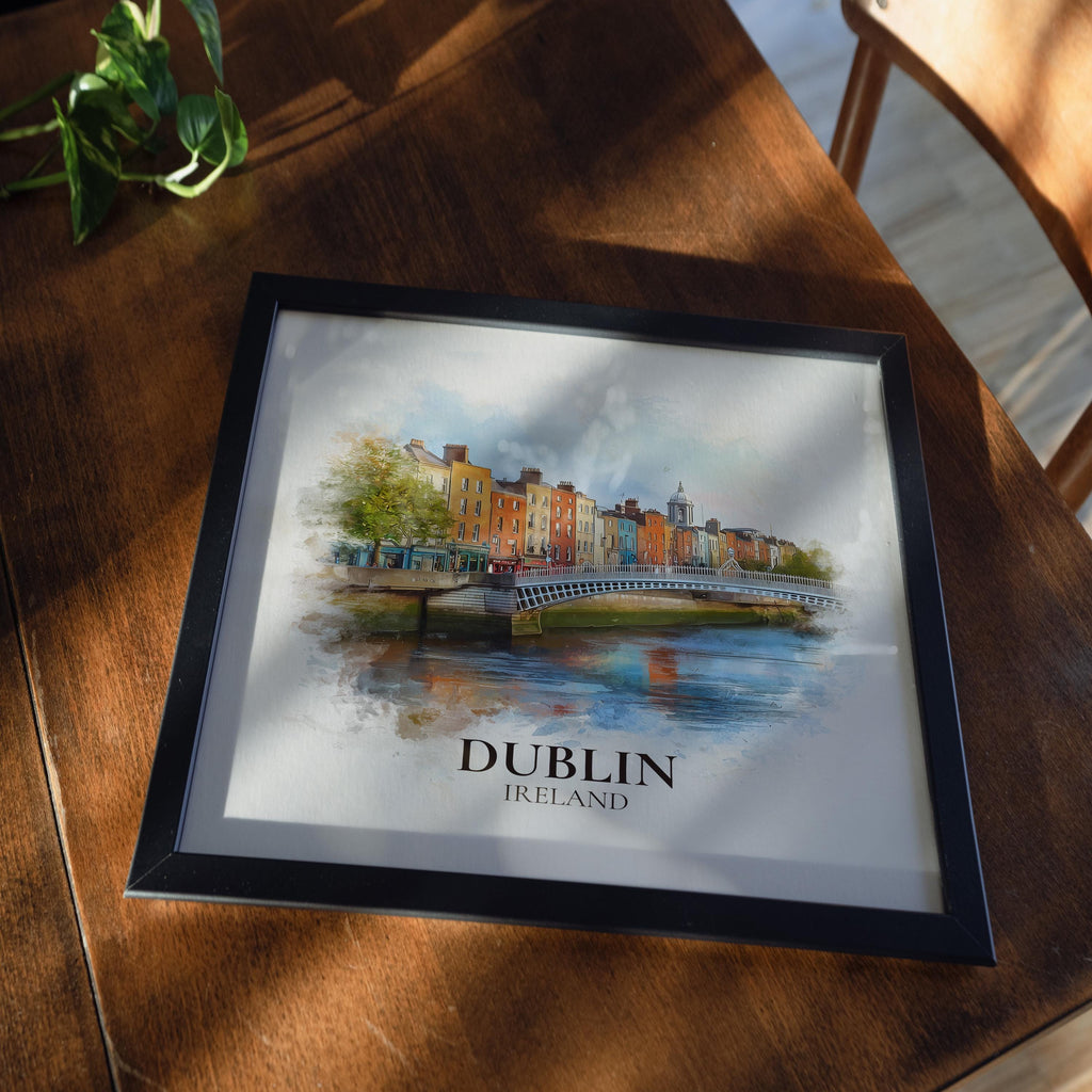 Dublin Ireland Watercolor Wall Art Print, Custom Travel Poster, World Locations Keepsake Gift