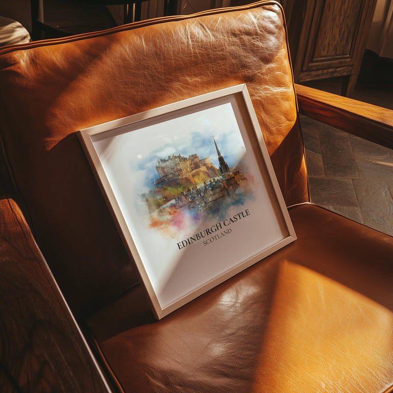 Edinburgh Scotland Watercolor Wall Art Print, Custom Travel Poster, World Locations Keepsake Gift