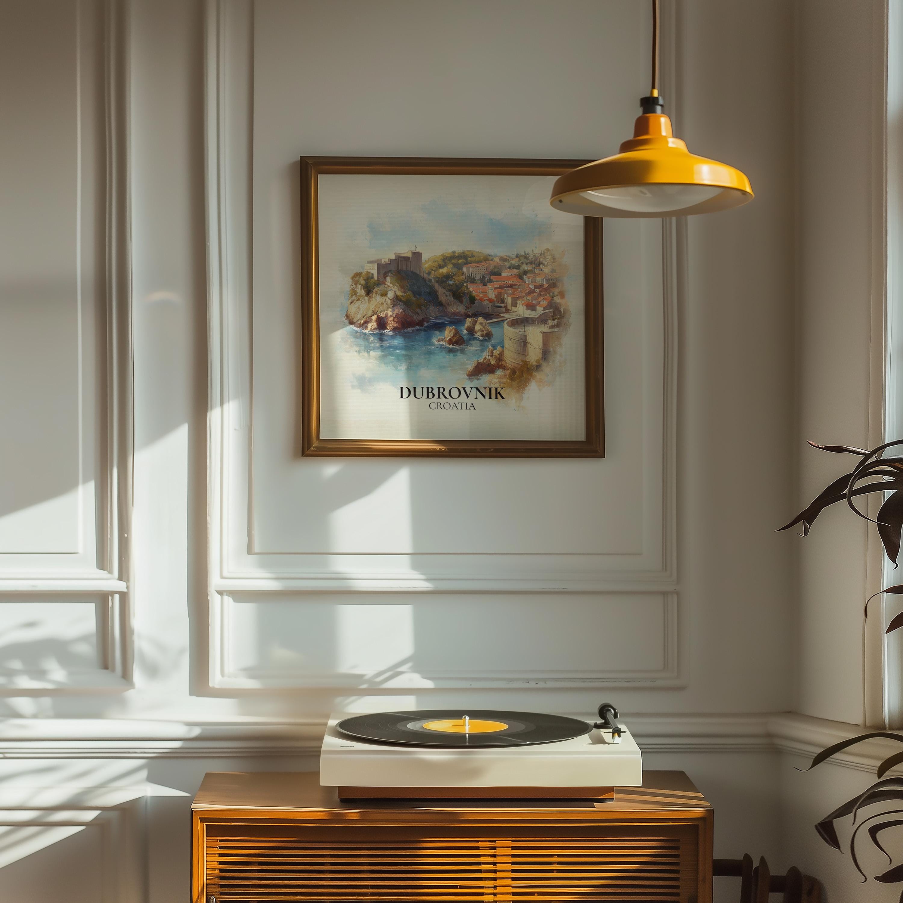 Dubrovnik Croatia Watercolor Wall Art Print, Custom Travel Poster, World Locations Keepsake Gift