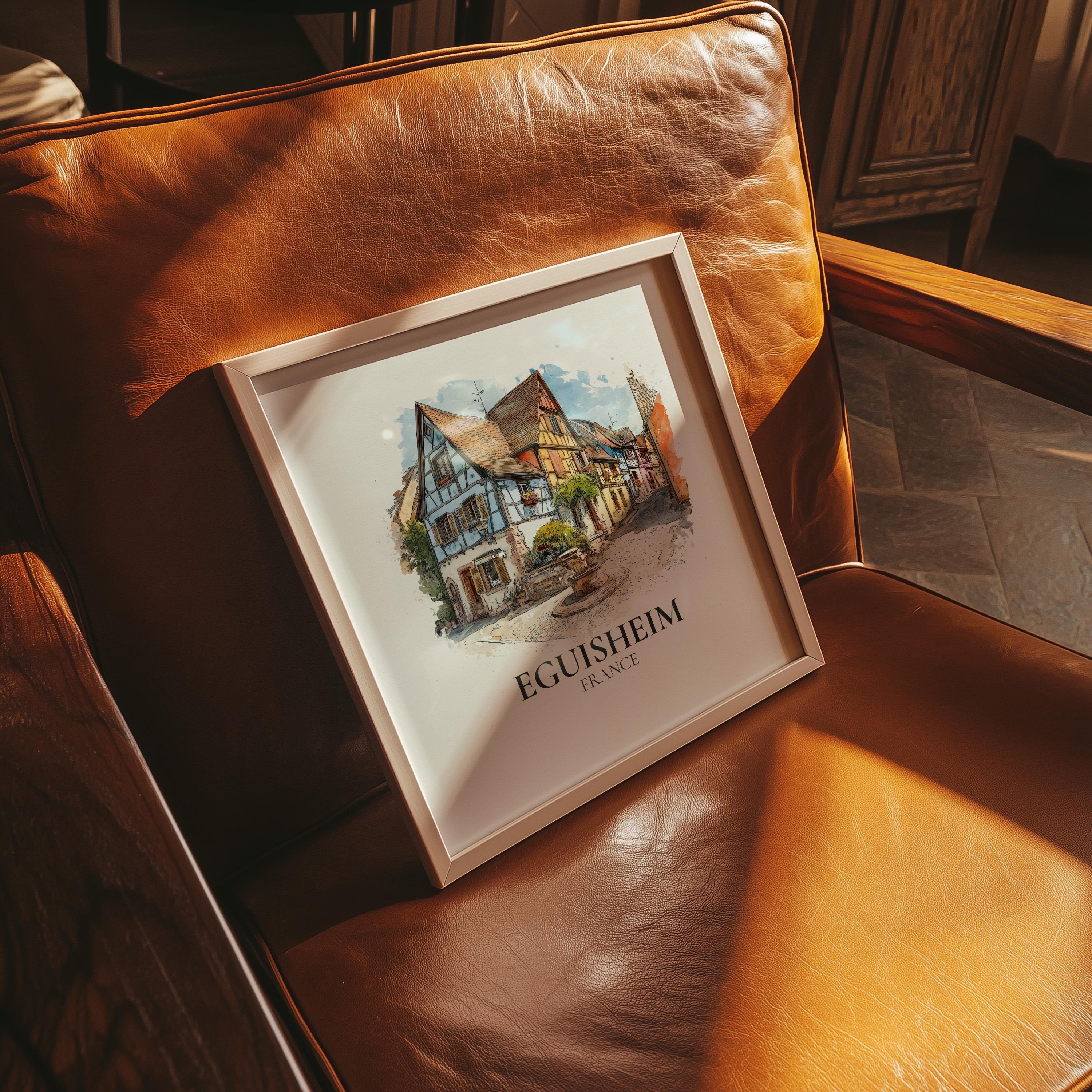 Eguisheim France Watercolor Wall Art Print, Custom Travel Poster, World Locations Keepsake Gift