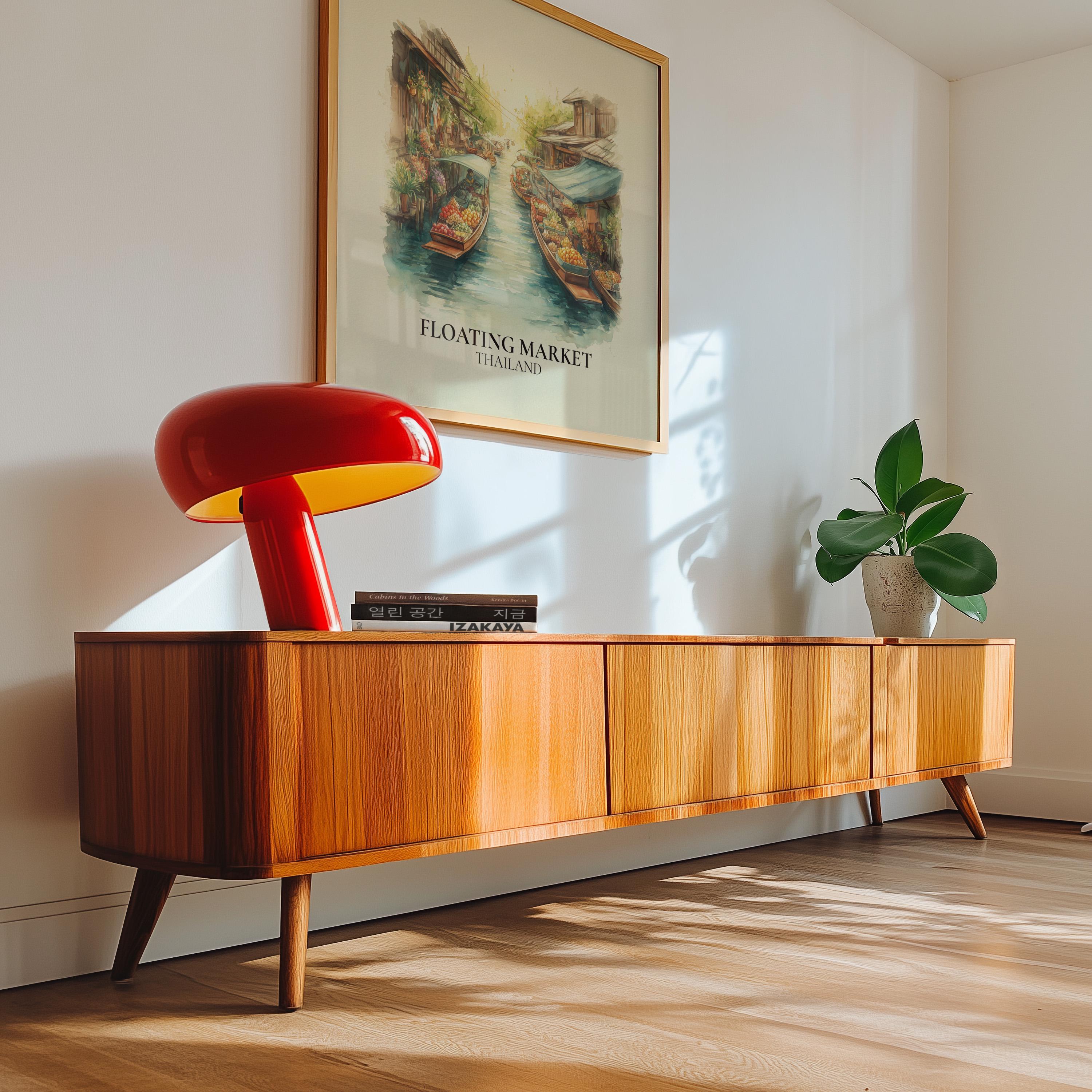 Floating Market Thailand Watercolor Wall Art Print, Custom Travel Poster, World Locations Keepsake Gift