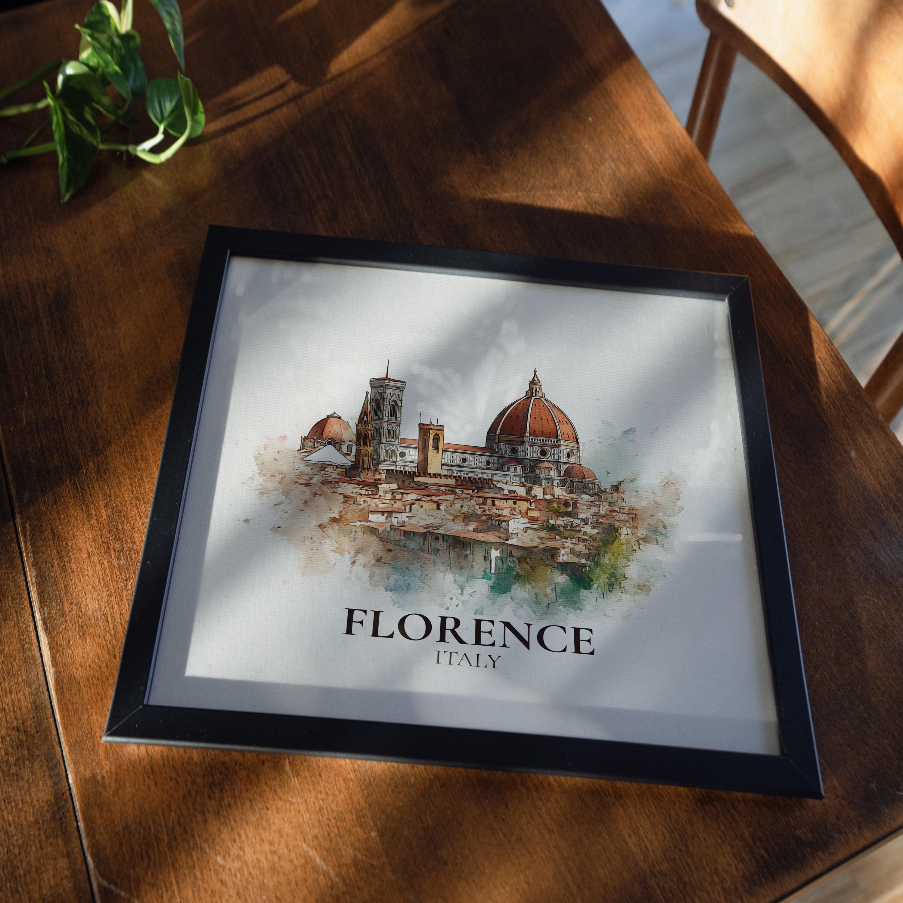 Florence Italy Watercolor Wall Art Print, Custom Travel Poster, World Locations Keepsake Gift