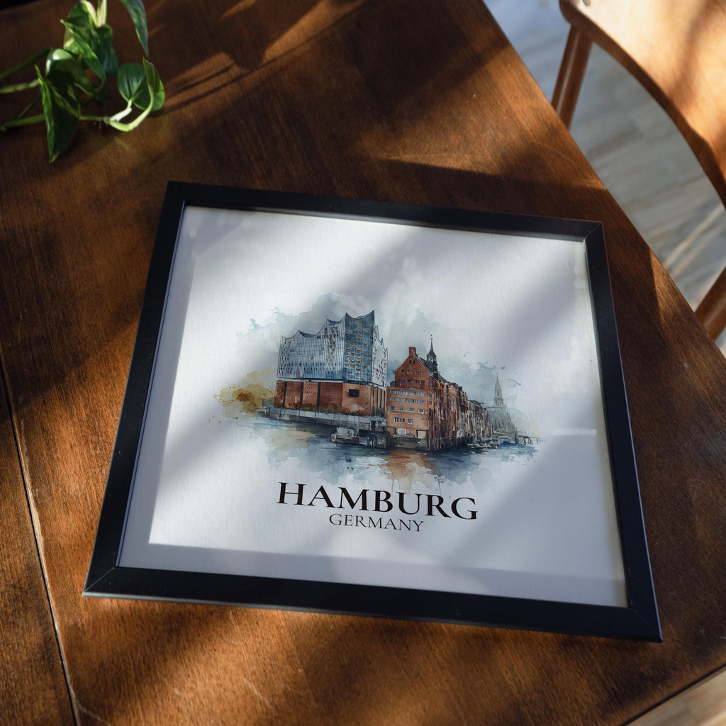 Hamburg Germany Watercolor Wall Art Print, Custom Travel Poster, World Locations Keepsake Gift