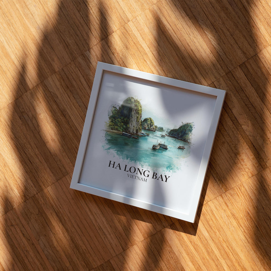 Ha Long Bay Vietnam Watercolor Wall Art Print, Custom Travel Poster, World Locations Keepsake Gift