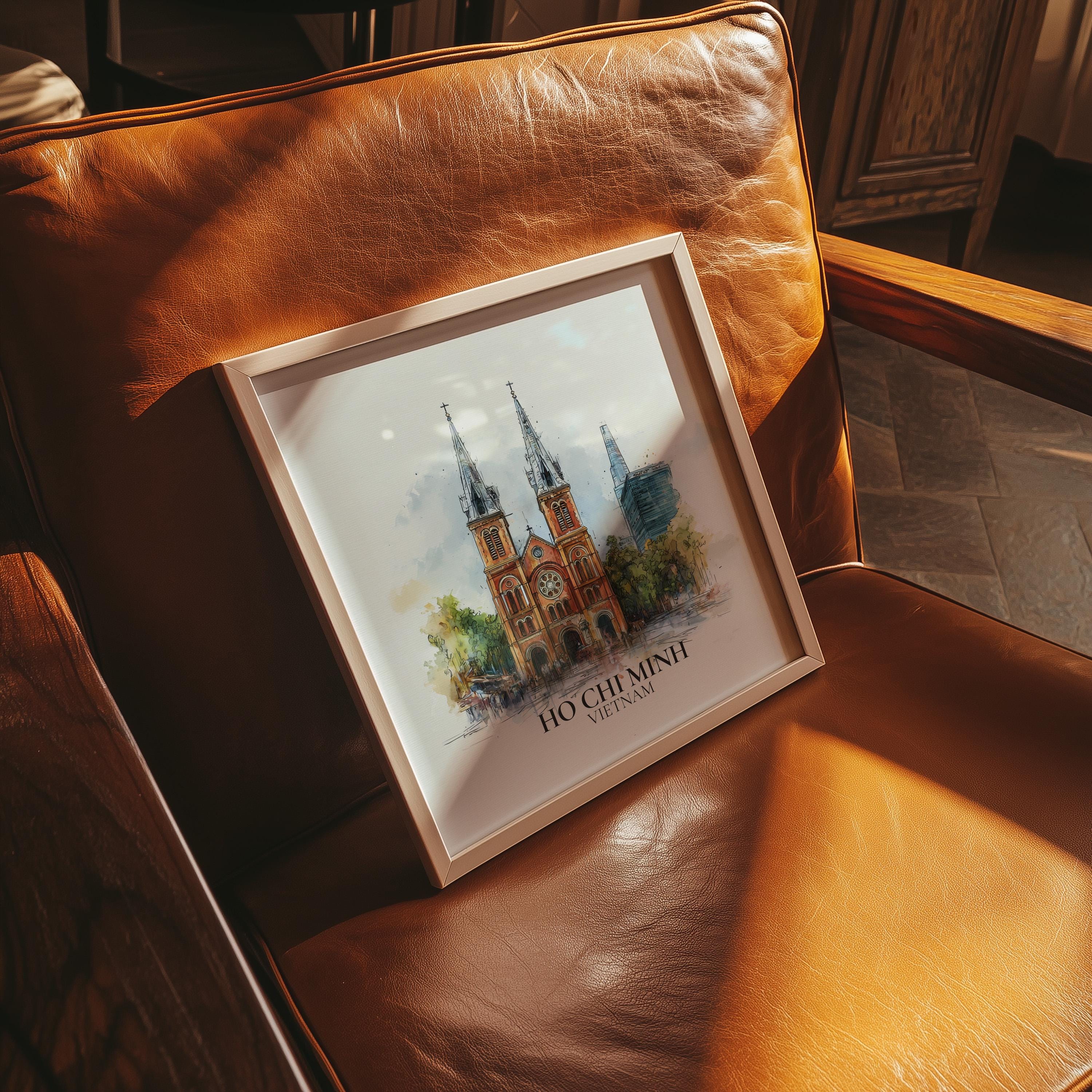 Ho Chi Minh City Vietnam Watercolor Wall Art Print, Custom Travel Poster, World Locations Keepsake Gift