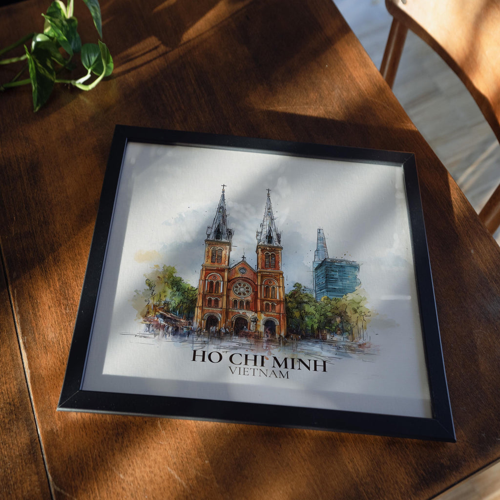 Ho Chi Minh City Vietnam Watercolor Wall Art Print, Custom Travel Poster, World Locations Keepsake Gift
