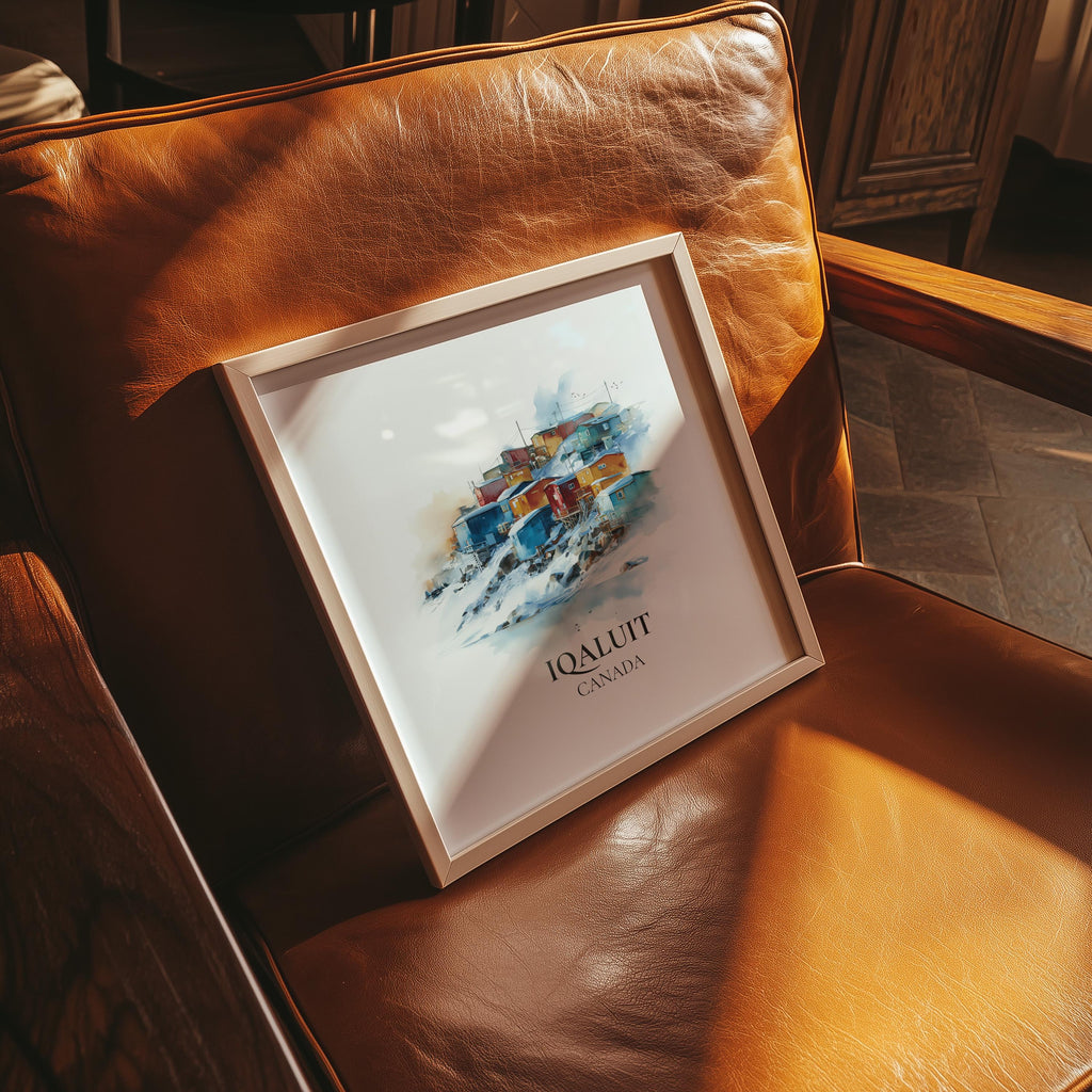 Iqaluit Nunavut Watercolor Wall Art Print, Custom Travel Poster, World Locations Keepsake Gift