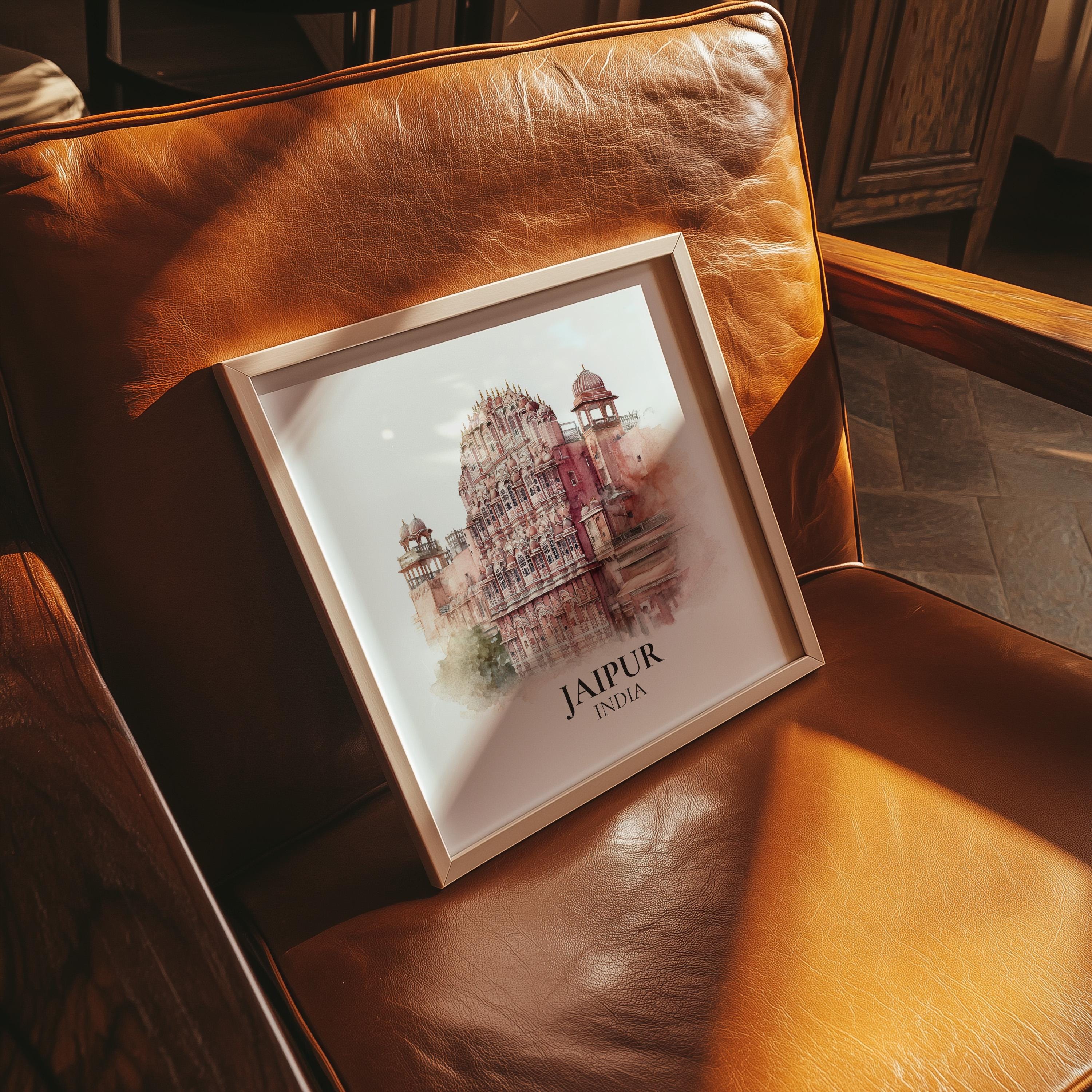 Jaipur India Watercolor Wall Art Print, Custom Travel Poster, World Locations Keepsake Gift