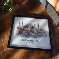 Istanbul Turkey Watercolor Wall Art Print, Custom Travel Poster, World Locations Keepsake Gift
