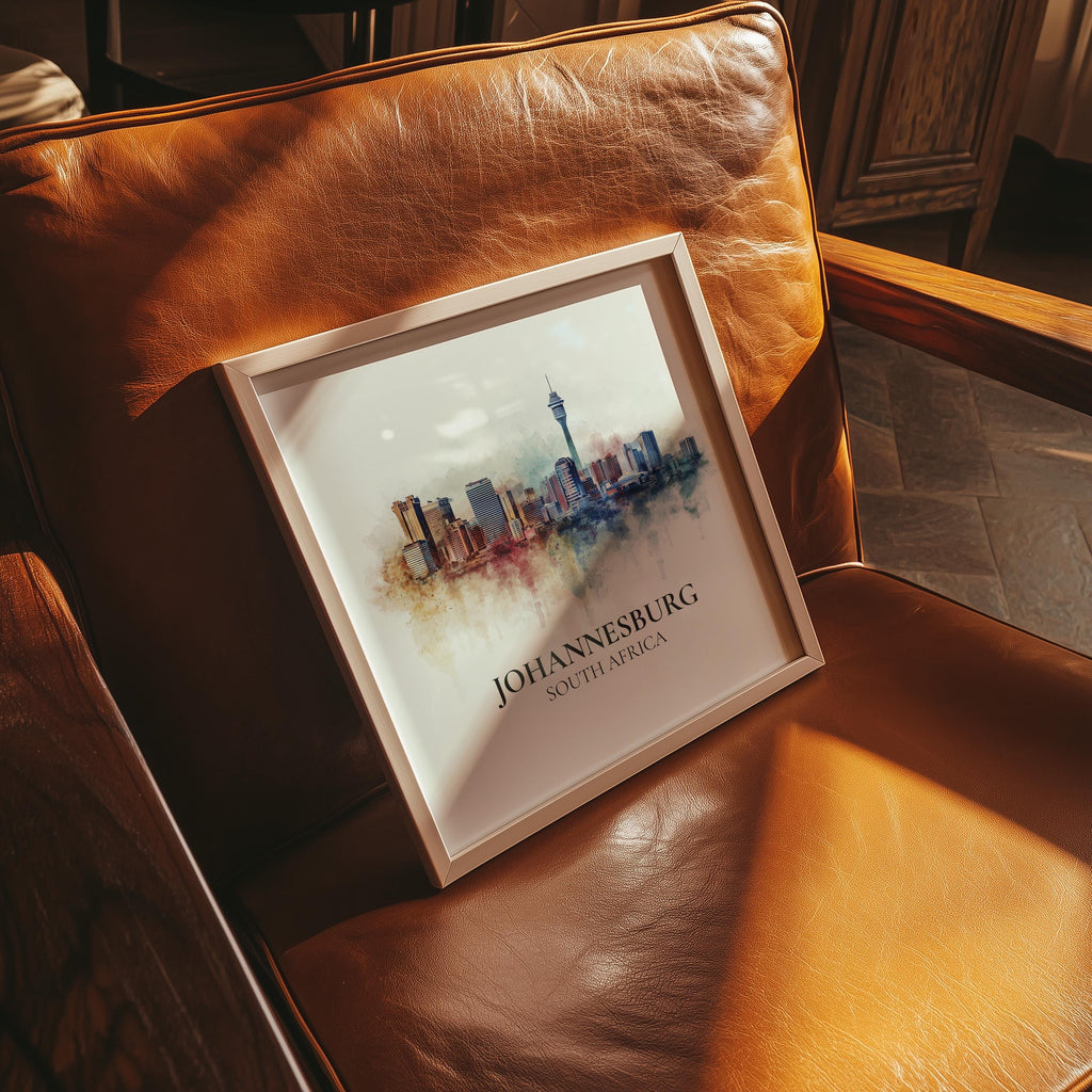 Johannesburg South Africa Watercolor Wall Art Print, Custom Travel Poster, World Locations Keepsake Gift