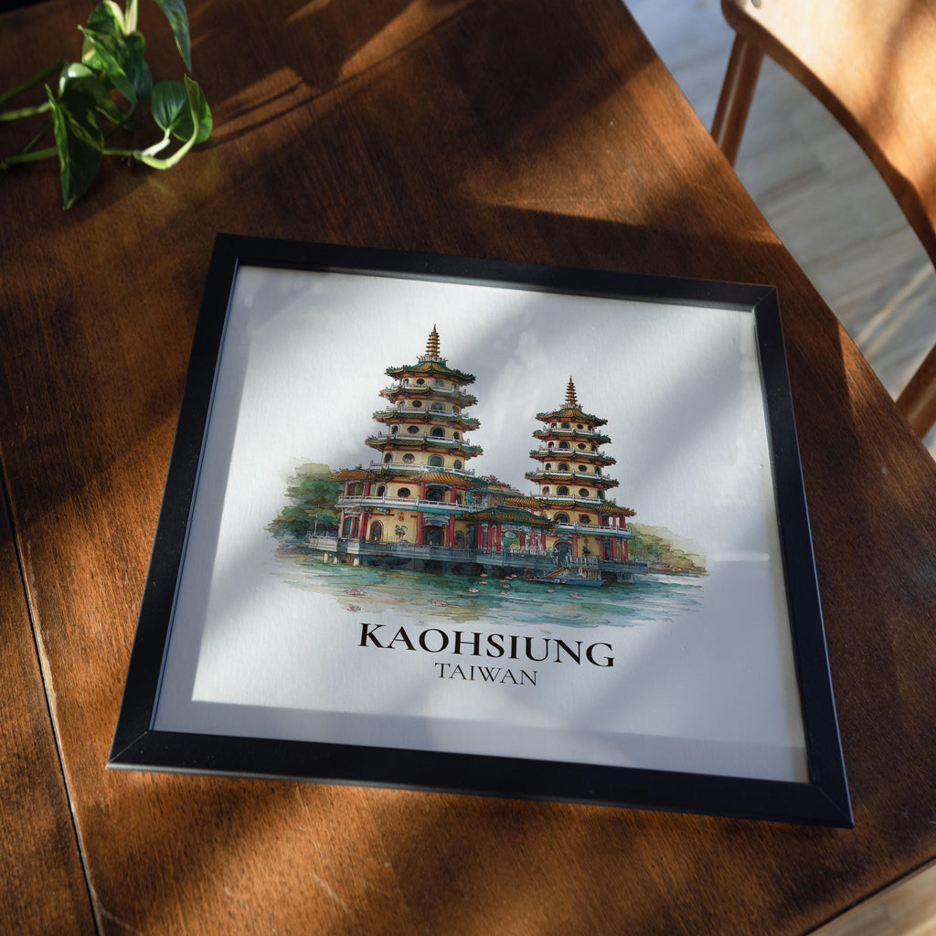 Kaohsiung Taiwan Watercolor Wall Art Print, Custom Travel Poster, World Locations Keepsake Gift