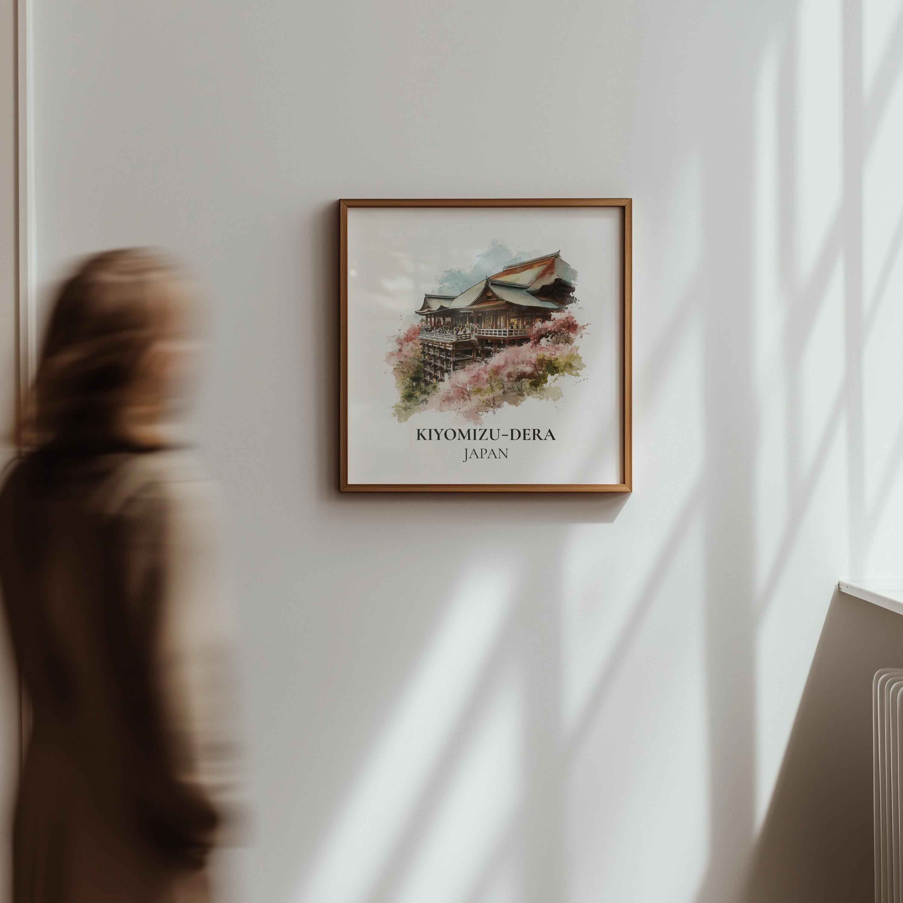 Kiyomizu-dera Japan Watercolor Wall Art Print, Custom Travel Poster, World Locations Keepsake Gift