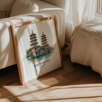 Kaohsiung Taiwan Watercolor Wall Art Print, Custom Travel Poster, World Locations Keepsake Gift