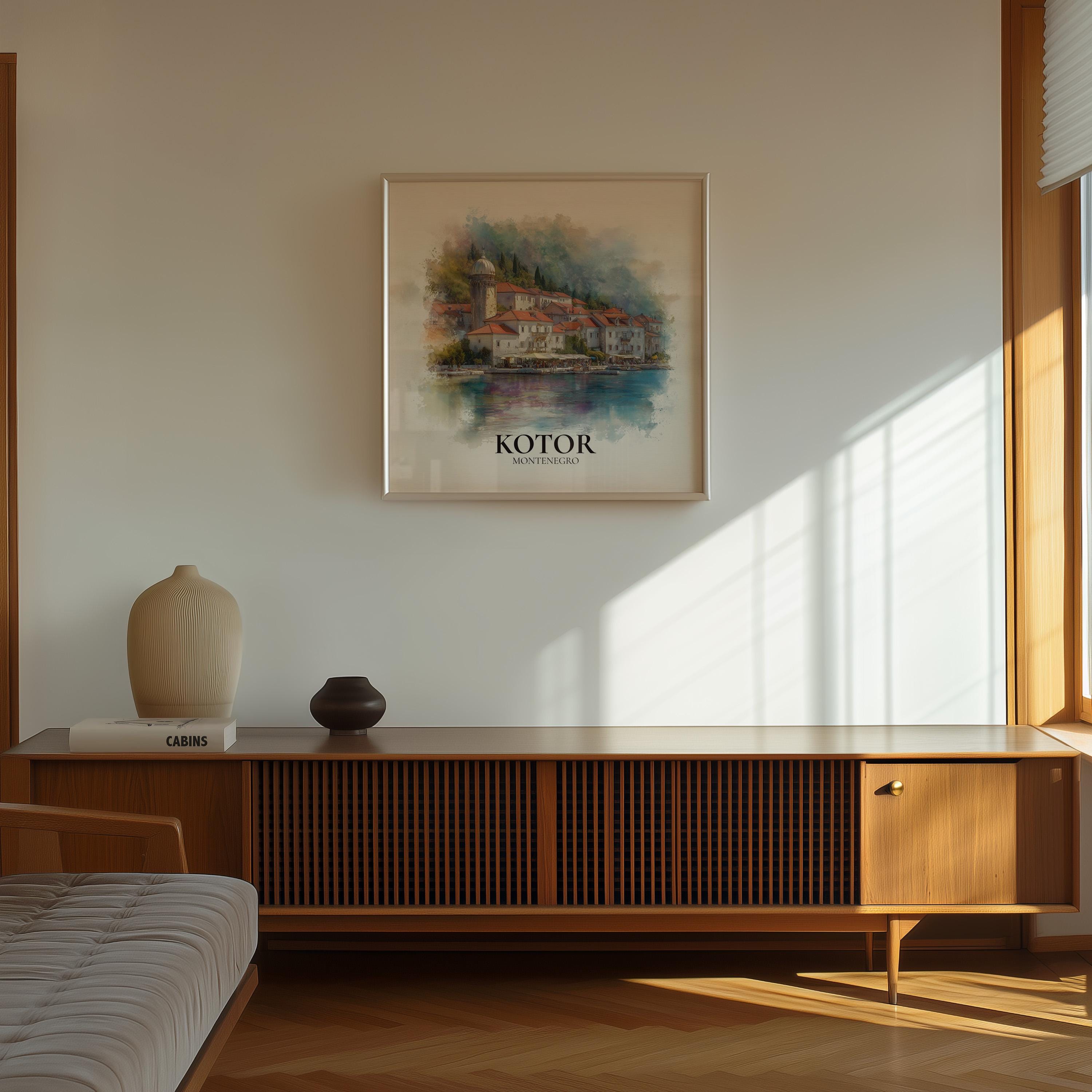 Kotor Montenegro Watercolor Wall Art Print, Custom Travel Poster, World Locations Keepsake Gift