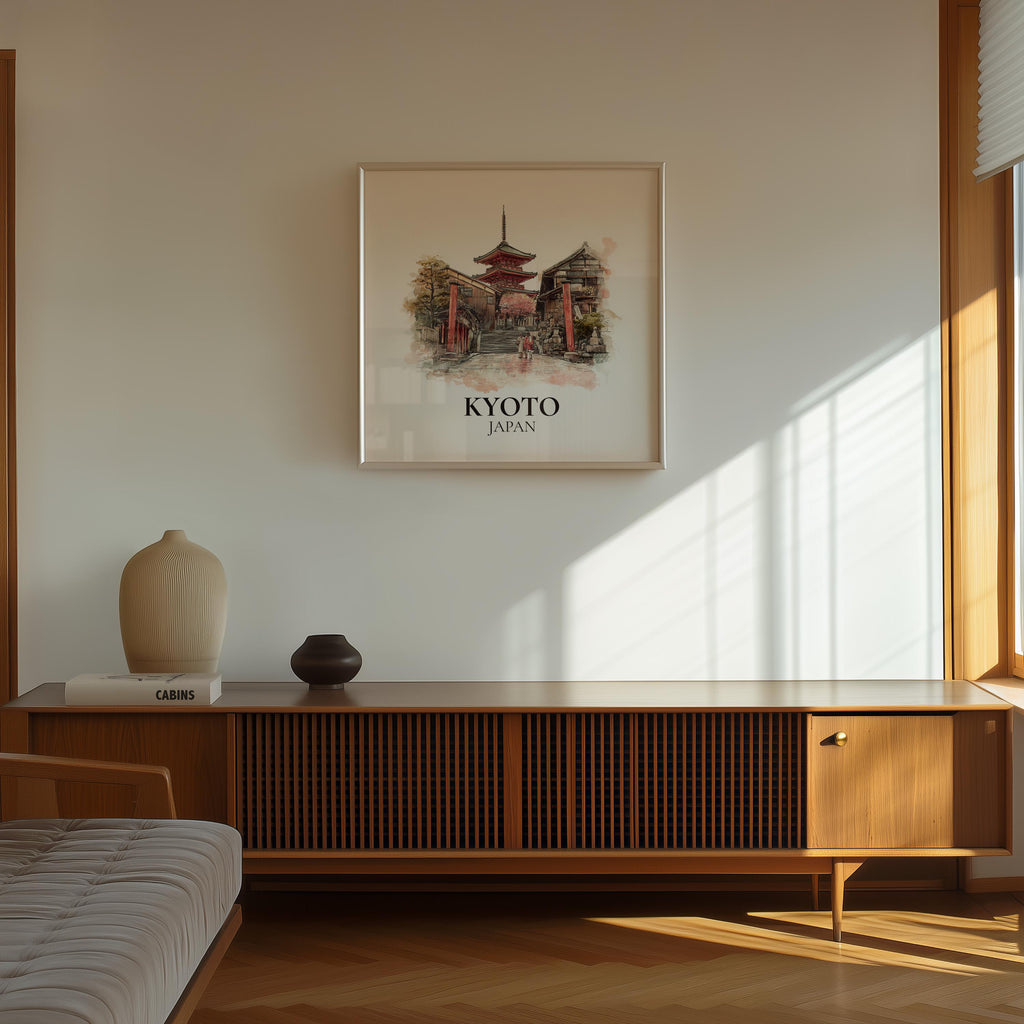 Kyoto Japan Watercolor Wall Art Print, Custom Travel Poster, World Locations Keepsake Gift